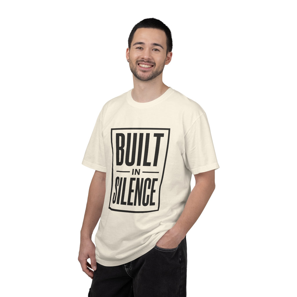 Built In Silence T-Shirt — Minimalist Bold Typography Tee