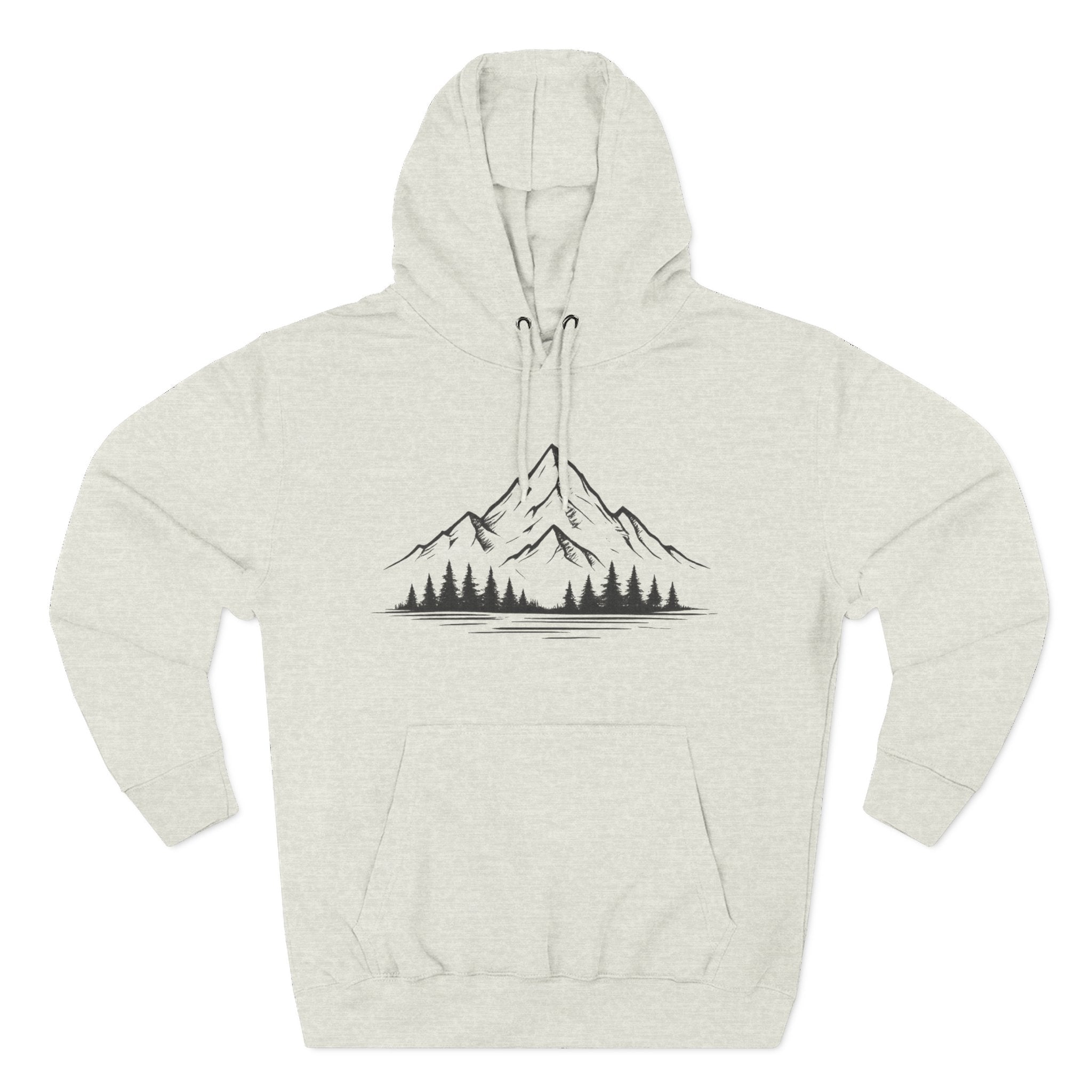 Mountain Pines Hoodie — Minimal Mountain & Forest Graphic Pullover