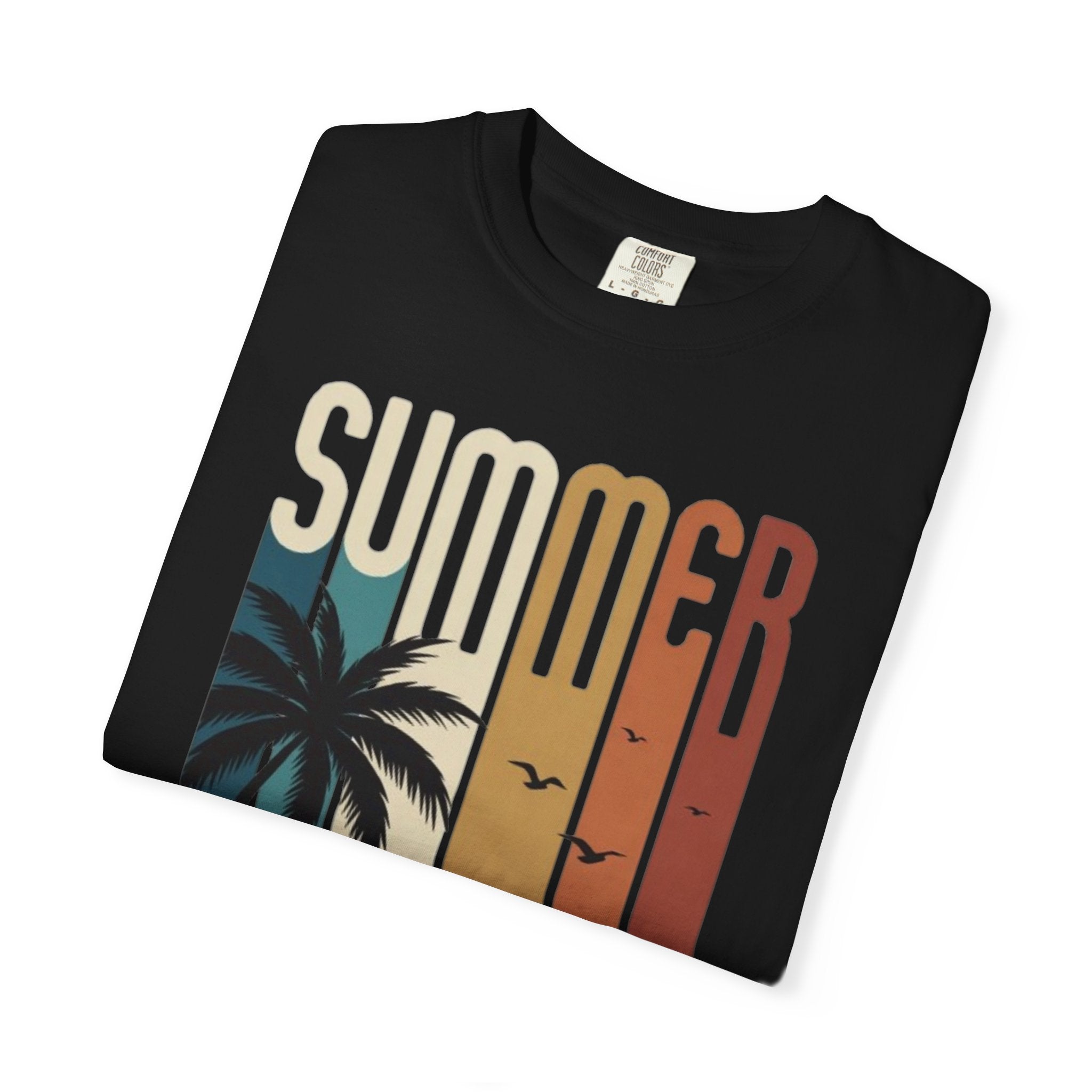 Summer Motorcycle Tee — Retro Palm Tree Beach Graphic T-Shirt