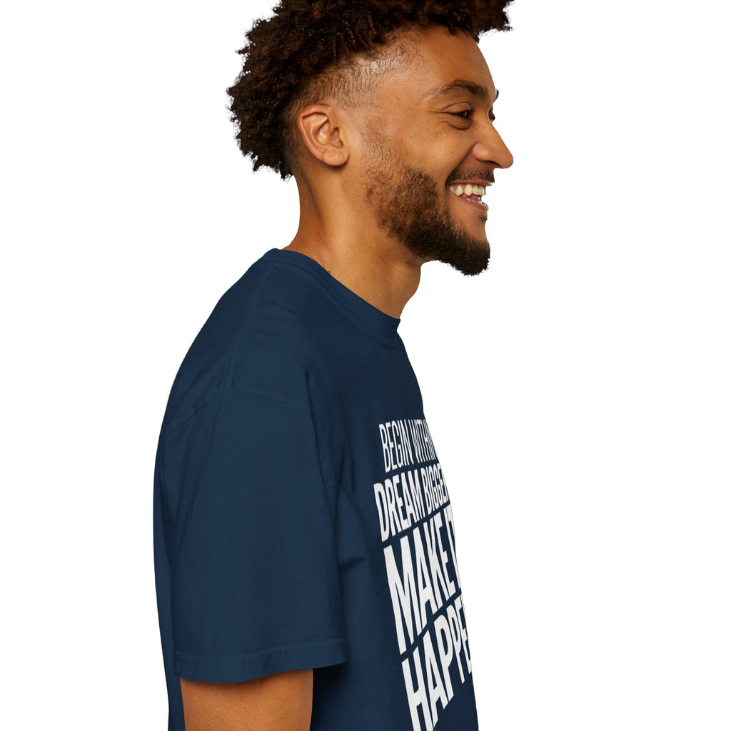 Motivational T-Shirt — “Begin Within. Dream Bigger. Make It Happen.” Inspirational Quote Tee