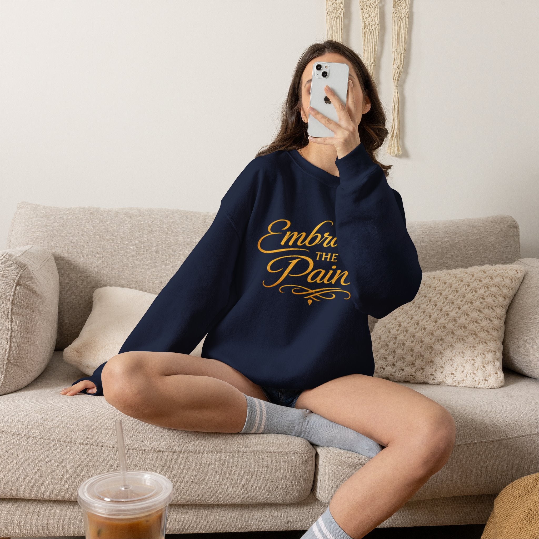 Embrace the Pain Crewneck Sweatshirt — Motivational Graphic Pullover