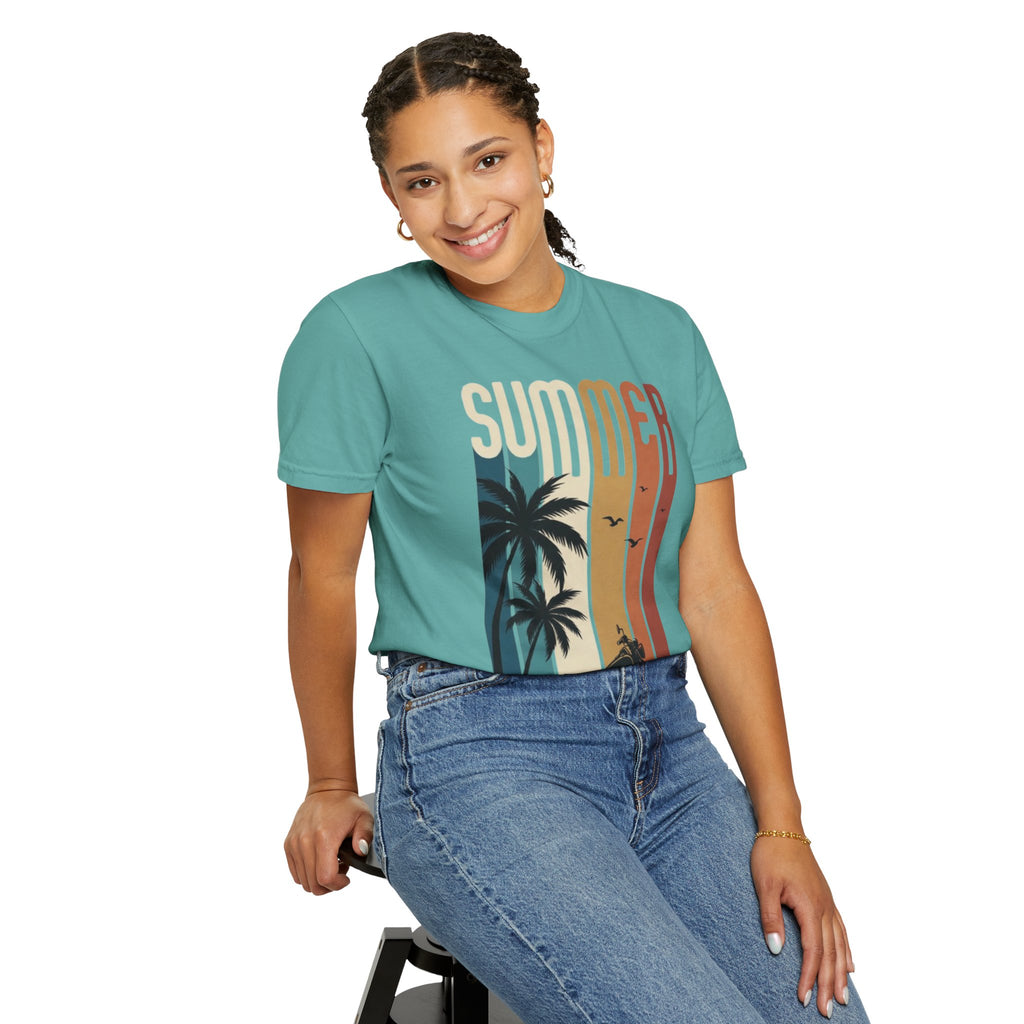 Summer Motorcycle Tee — Retro Palm Tree Beach Graphic T-Shirt