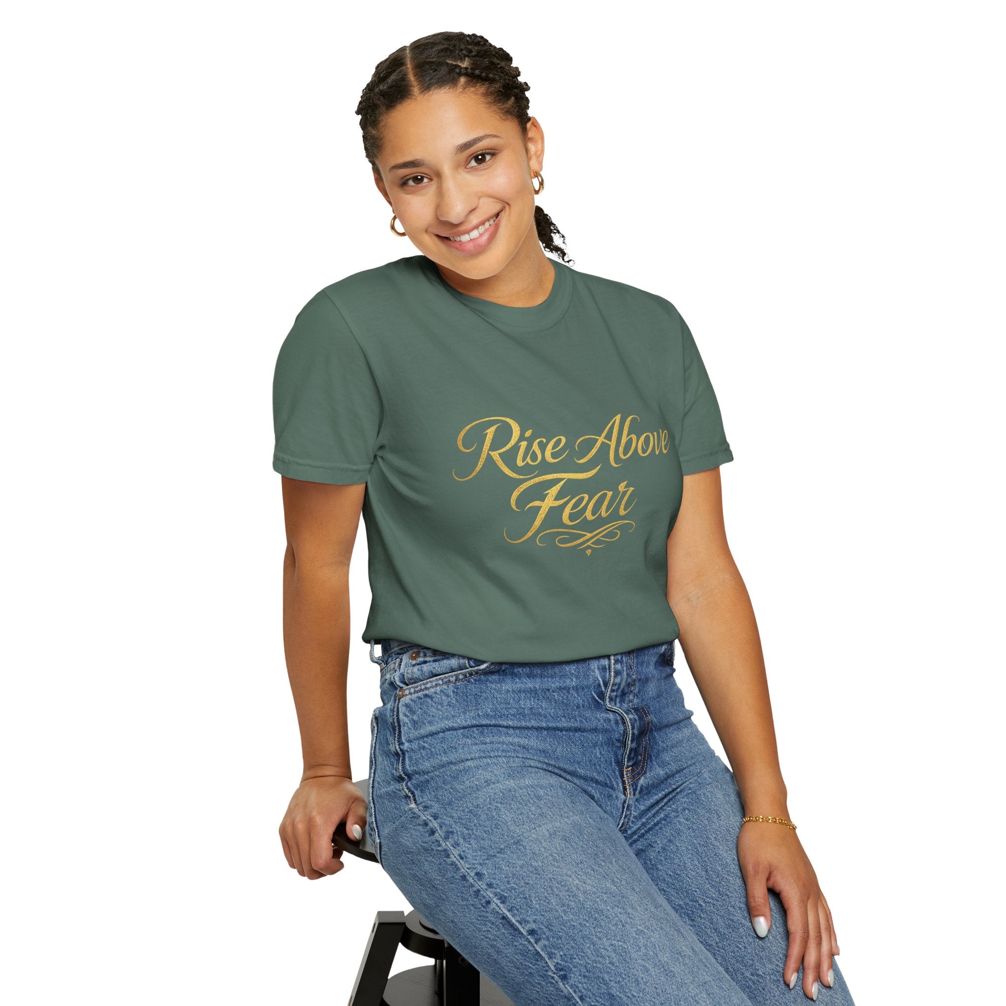 Rise Above Fear T-Shirt — Inspirational Script Graphic Tee