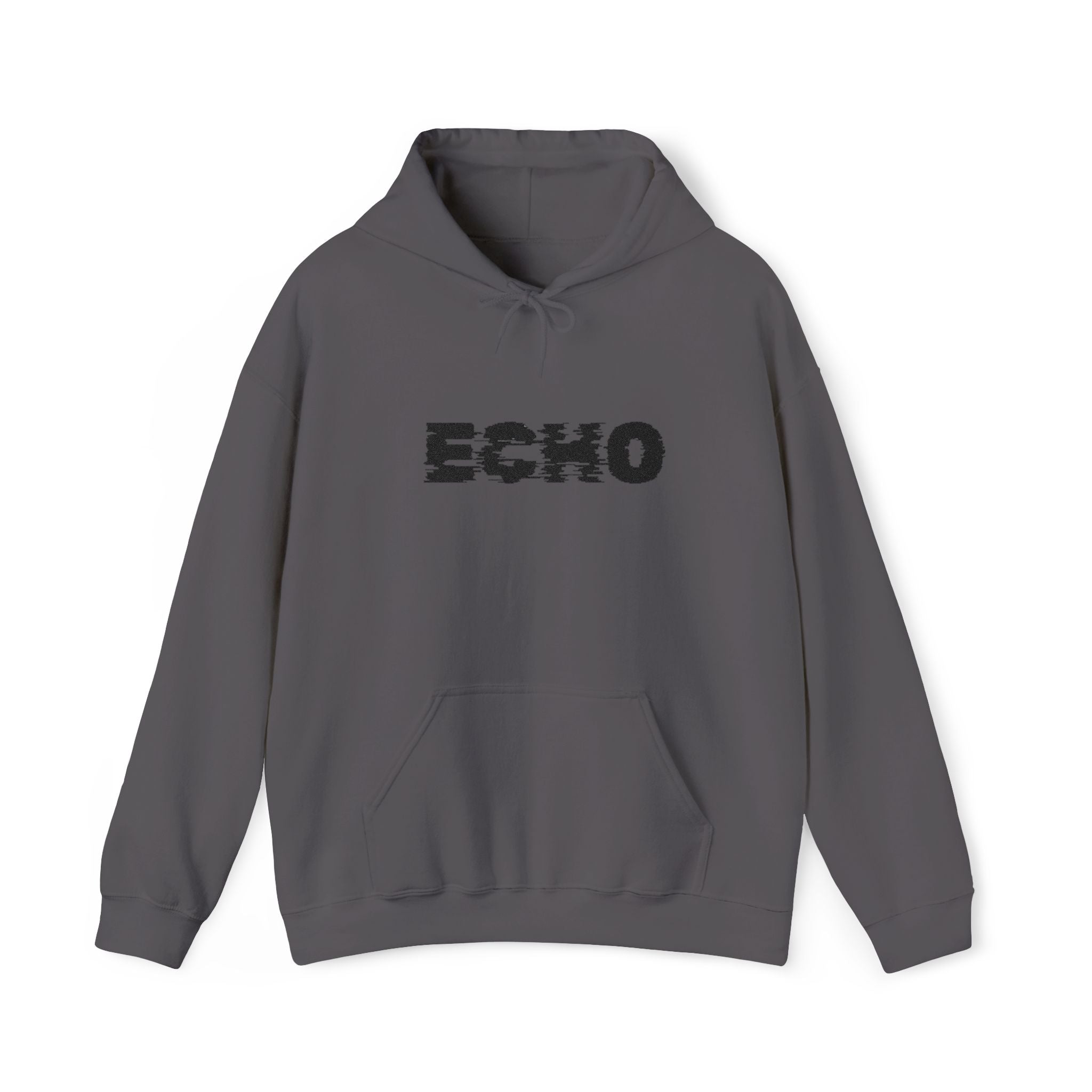 Echo Distressed Logo Hoodie — Retro Grunge Streetwear Pullover