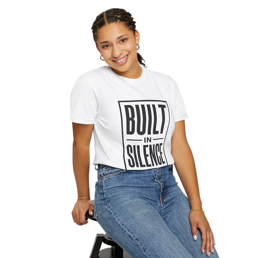 Built In Silence T-Shirt — Minimalist Bold Typography Tee