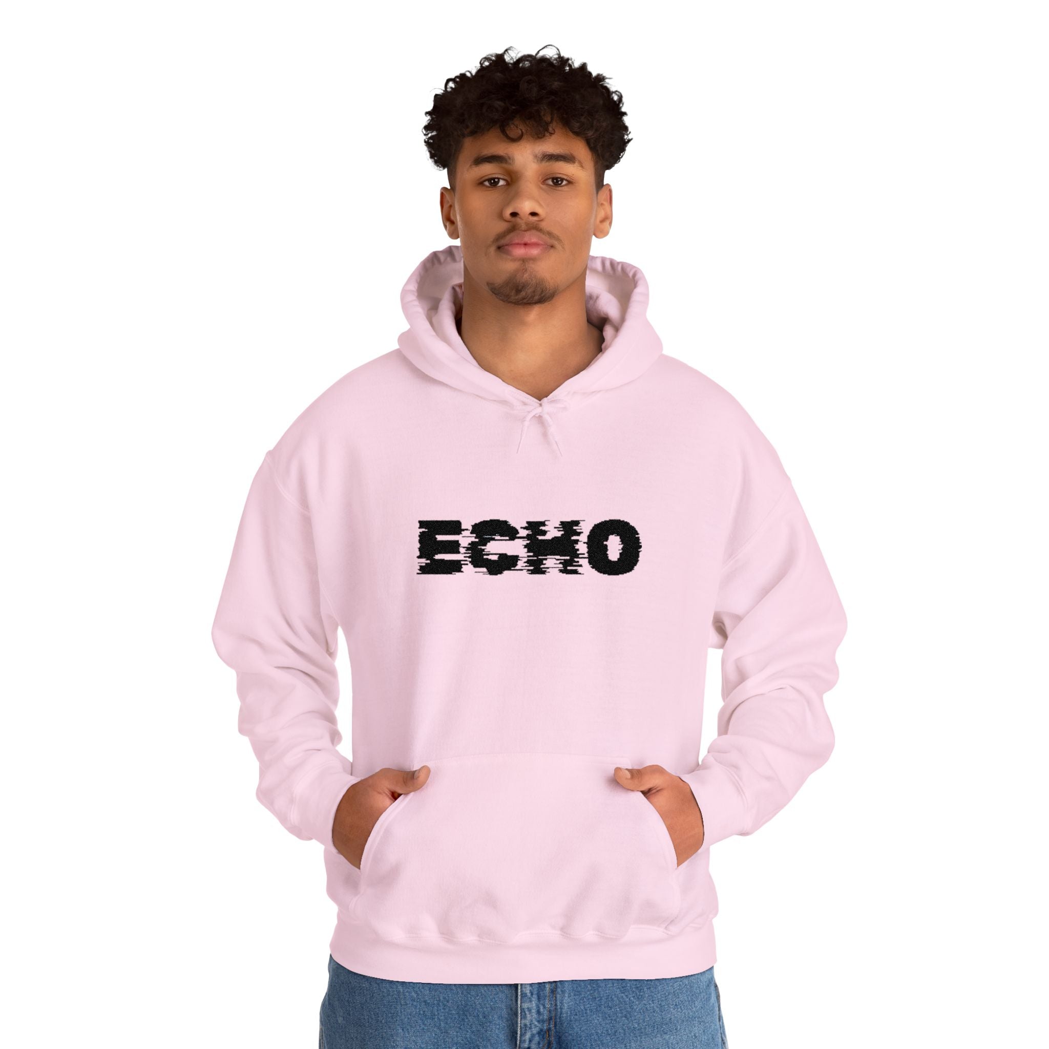Echo Distressed Logo Hoodie — Retro Grunge Streetwear Pullover