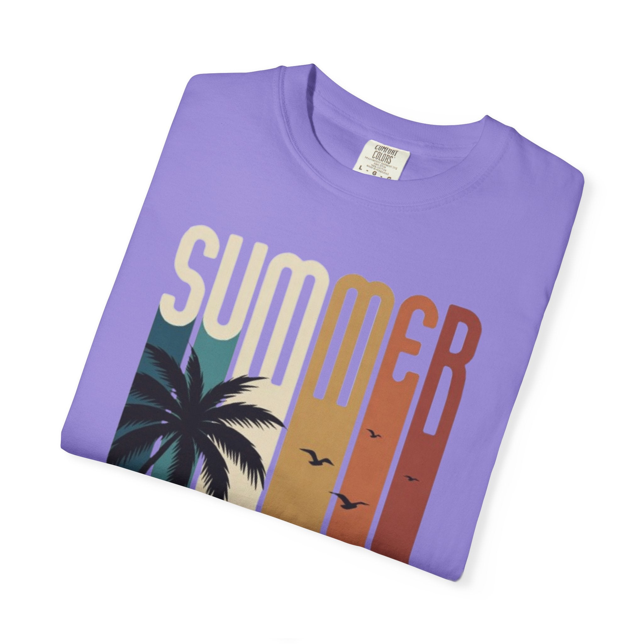 Summer Motorcycle Tee — Retro Palm Tree Beach Graphic T-Shirt