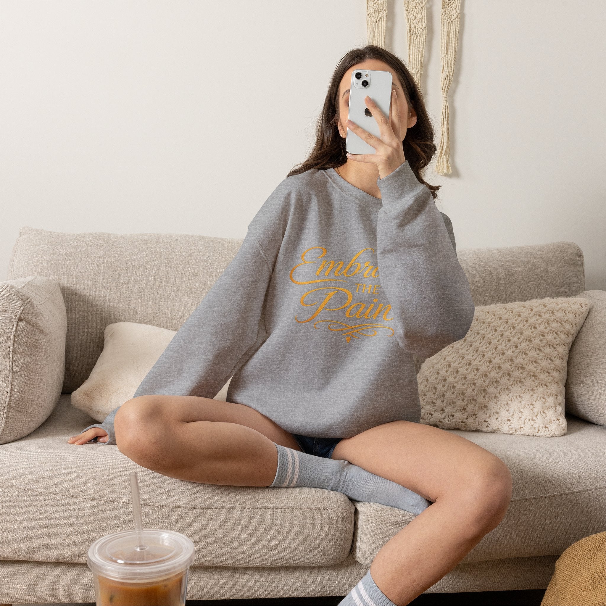 Embrace the Pain Crewneck Sweatshirt — Motivational Graphic Pullover