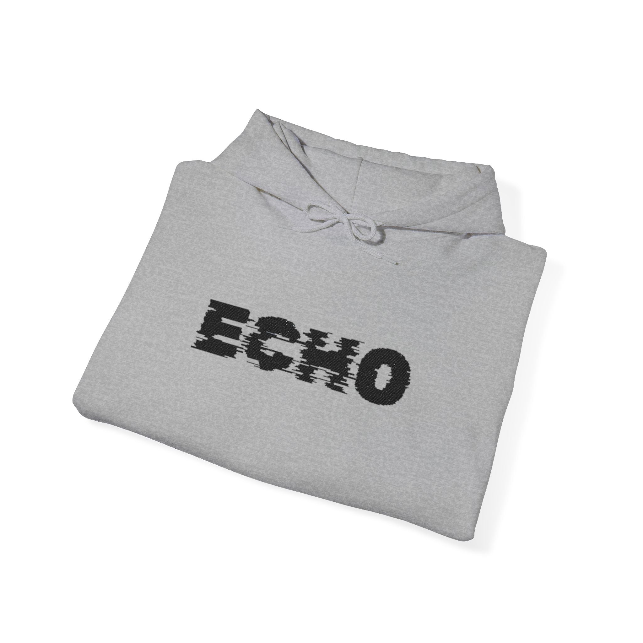 Echo Distressed Logo Hoodie — Retro Grunge Streetwear Pullover