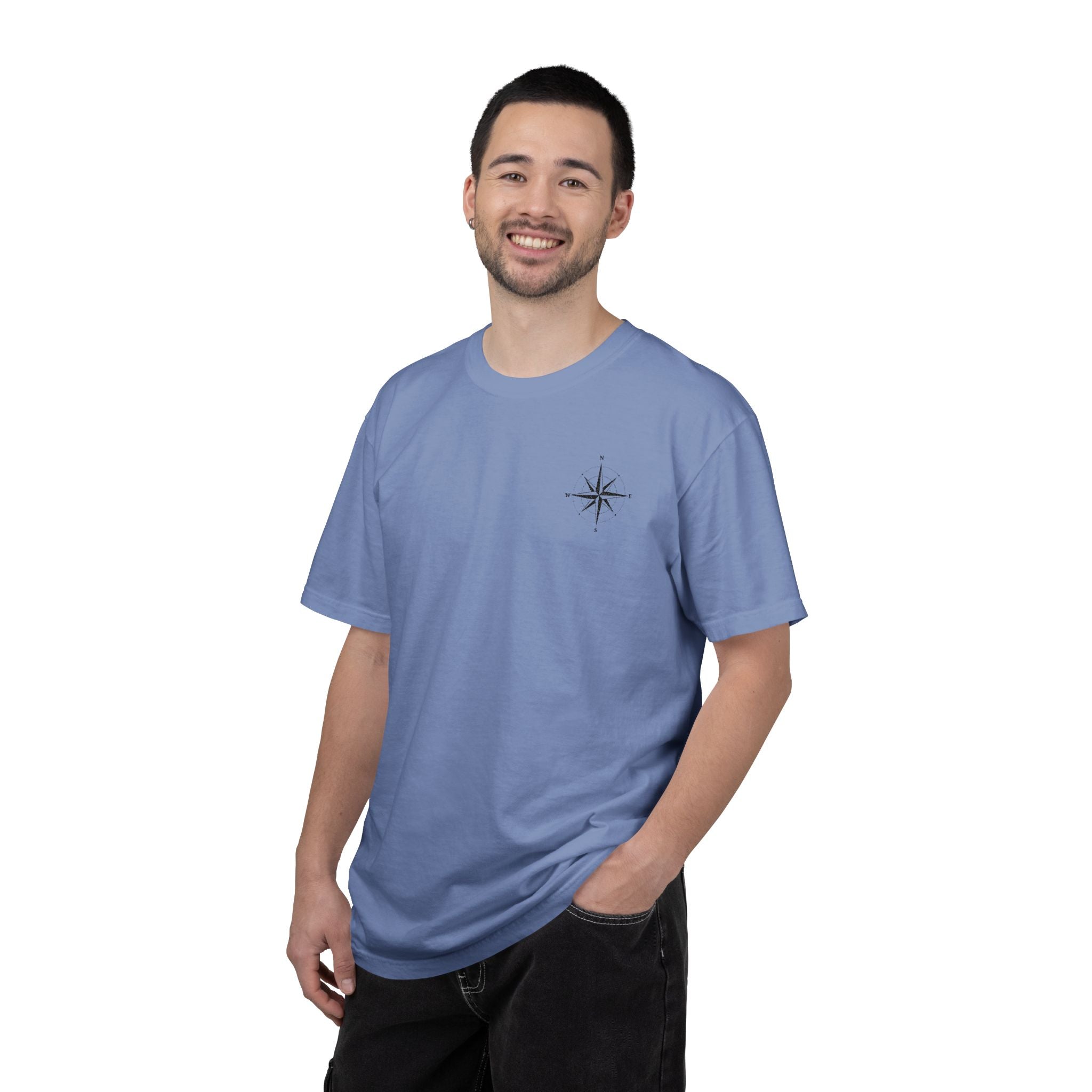 Compass Rose Pocket T-Shirt — Minimal Nautical Graphic Tee