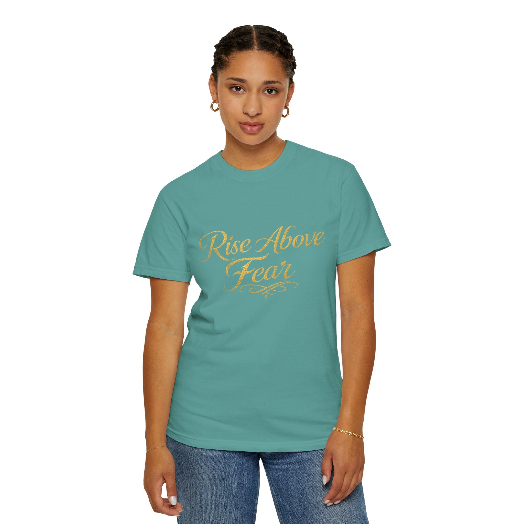 Rise Above Fear T-Shirt — Inspirational Script Graphic Tee