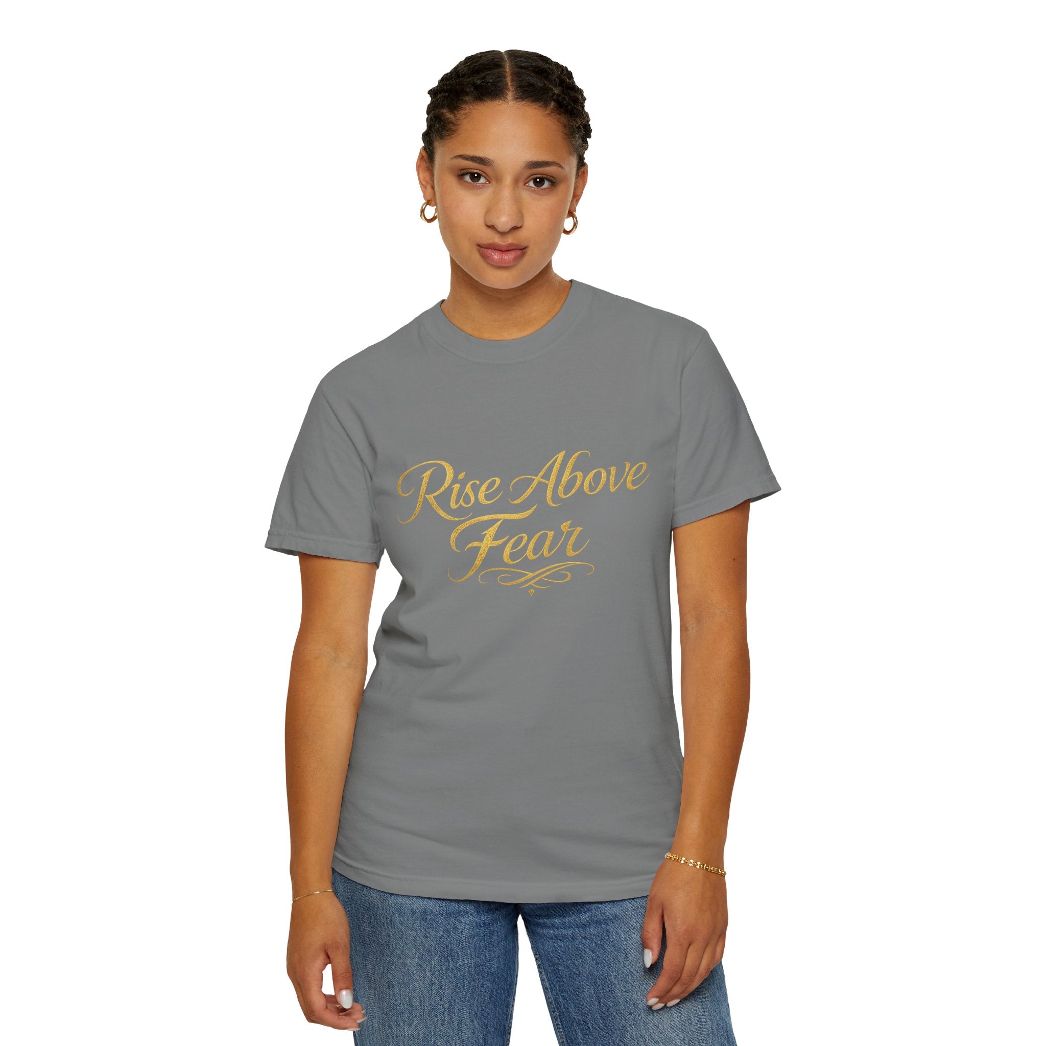 Rise Above Fear T-Shirt — Inspirational Script Graphic Tee