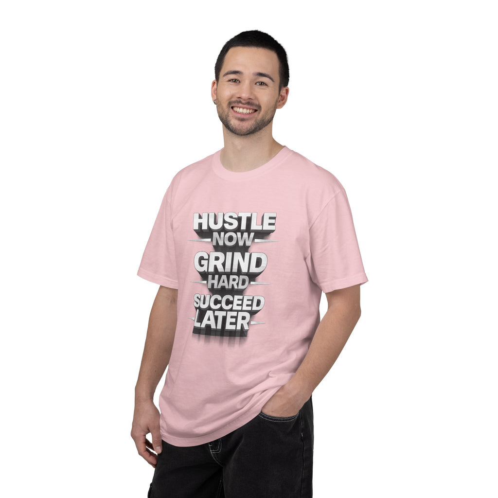 Motivational Hustle T‑Shirt — “Hustle Now, Grind Hard, Succeed Later”