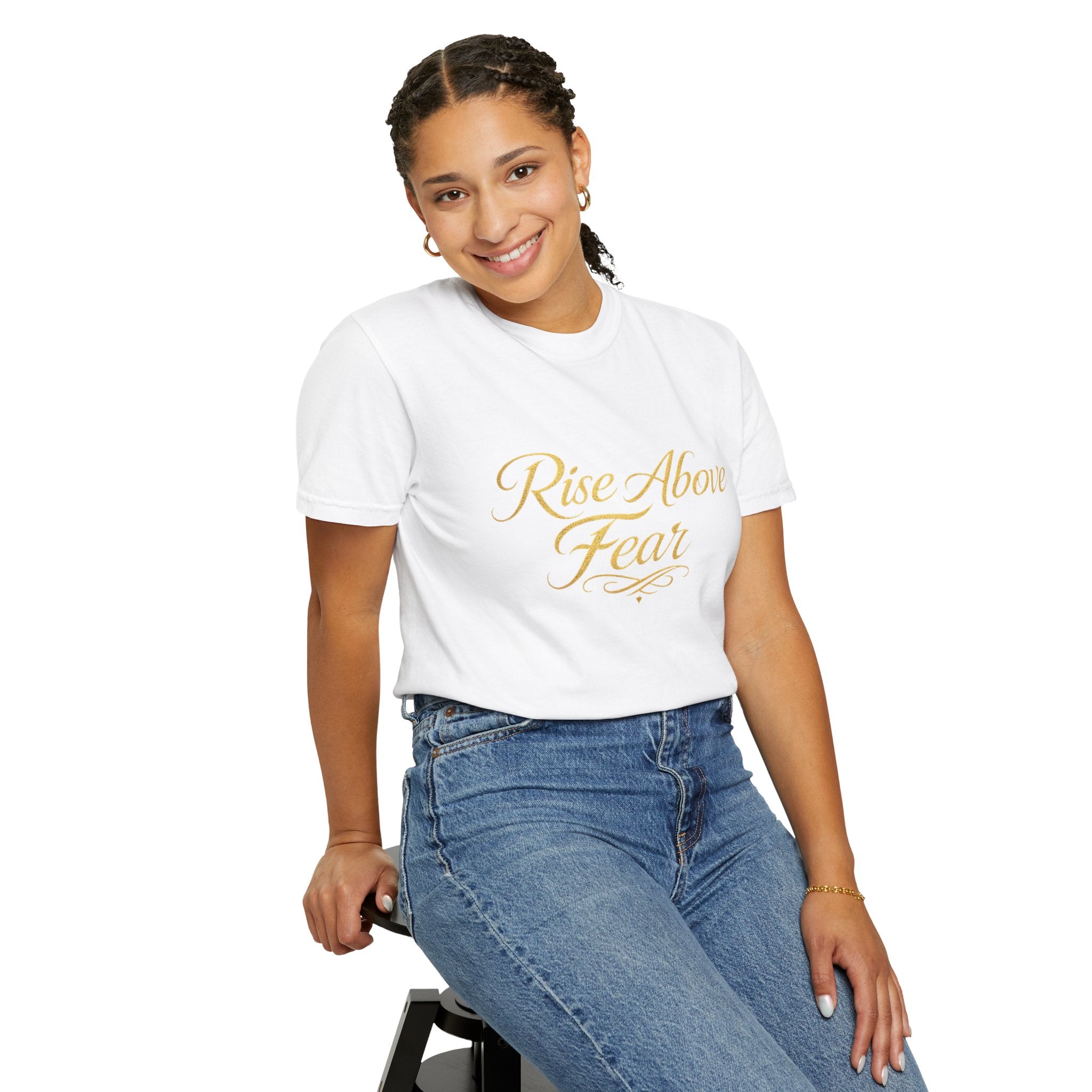 Rise Above Fear T-Shirt — Inspirational Script Graphic Tee