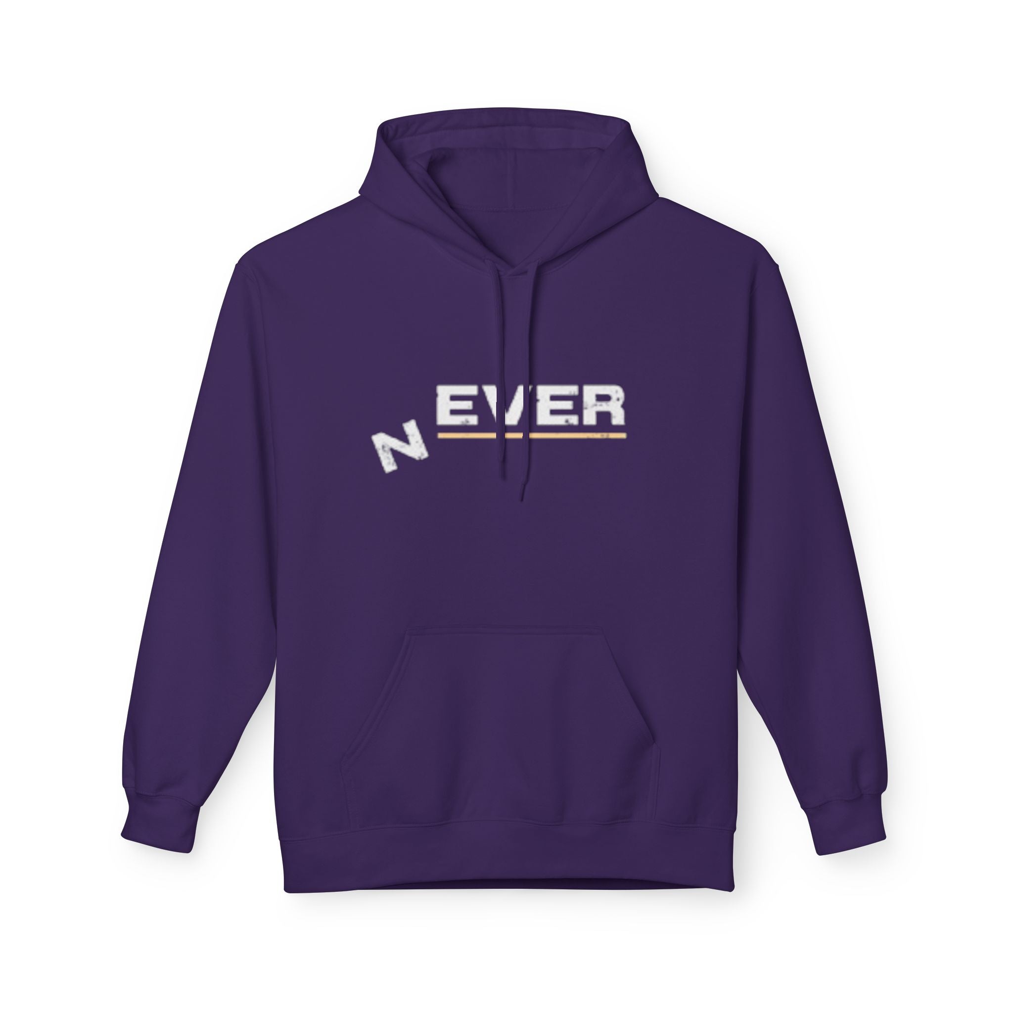 Never Typography Hoodie — Brown Casual Graphic Pullover
