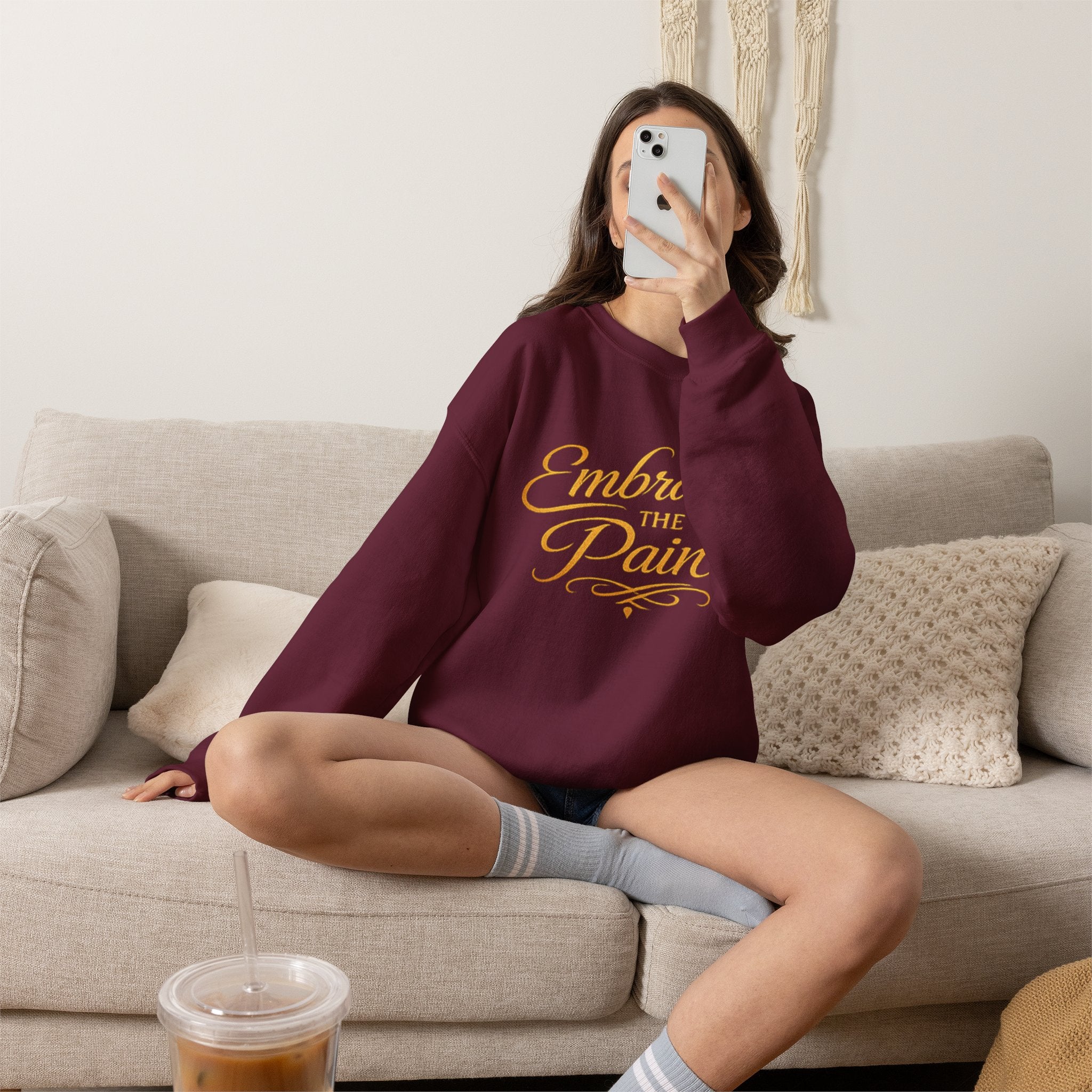 Embrace the Pain Crewneck Sweatshirt — Motivational Graphic Pullover