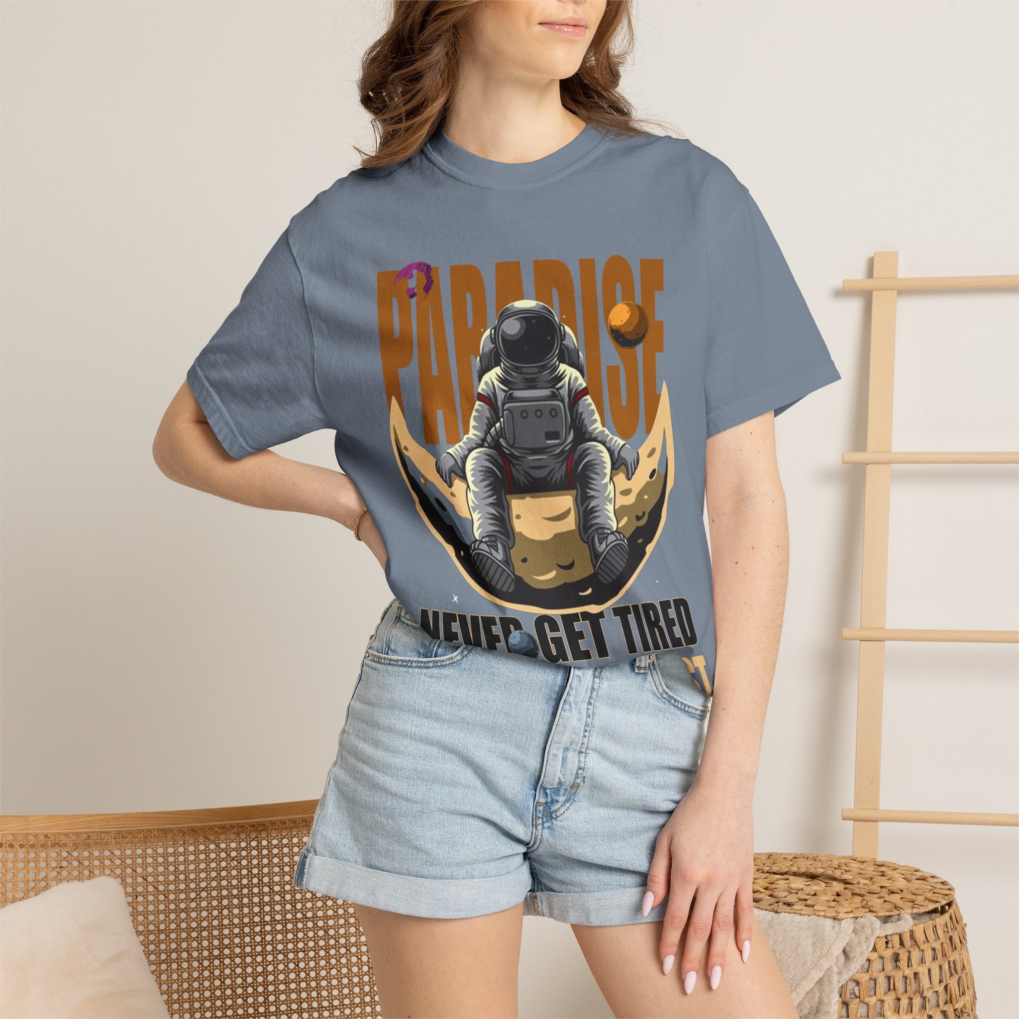 T-Shirt — 'Paradise: Never Get Tired of Getting Lost' Astronaut Graphic Tee