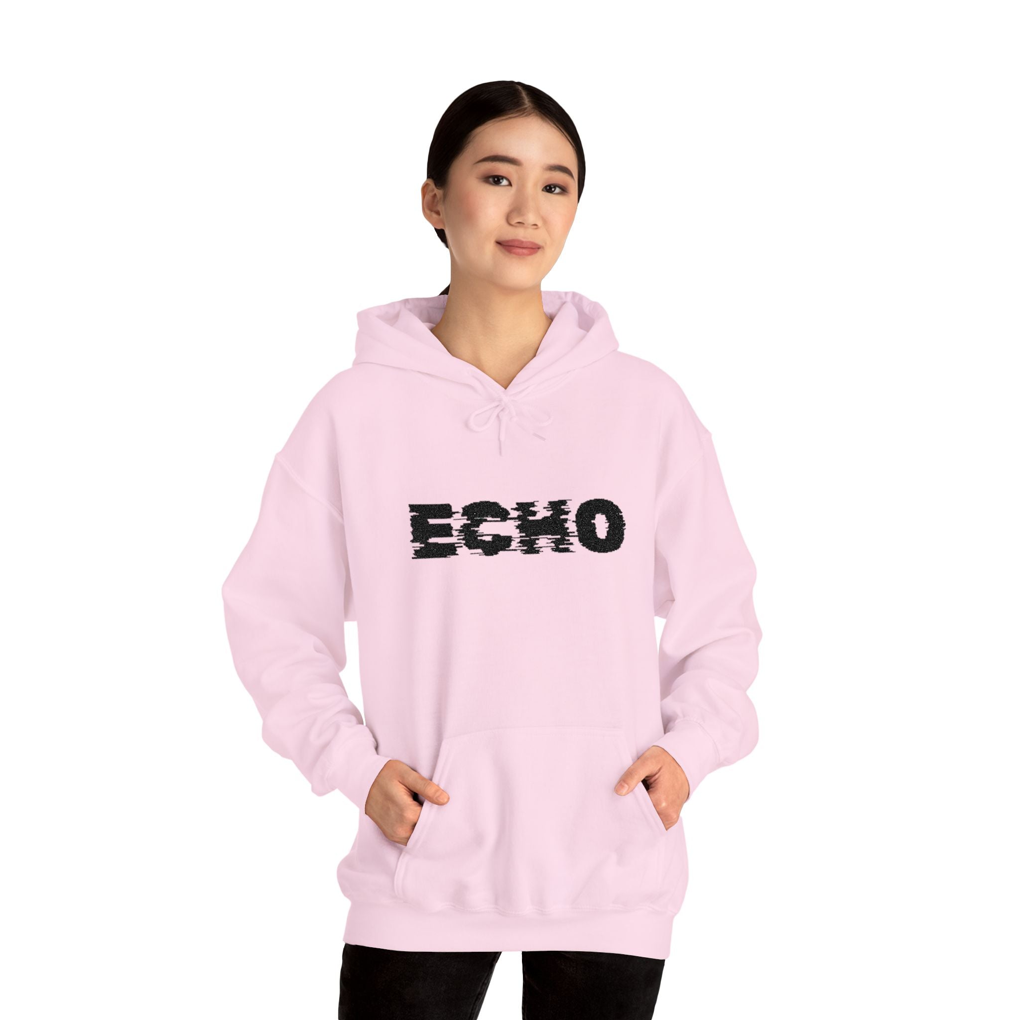 Echo Distressed Logo Hoodie — Retro Grunge Streetwear Pullover