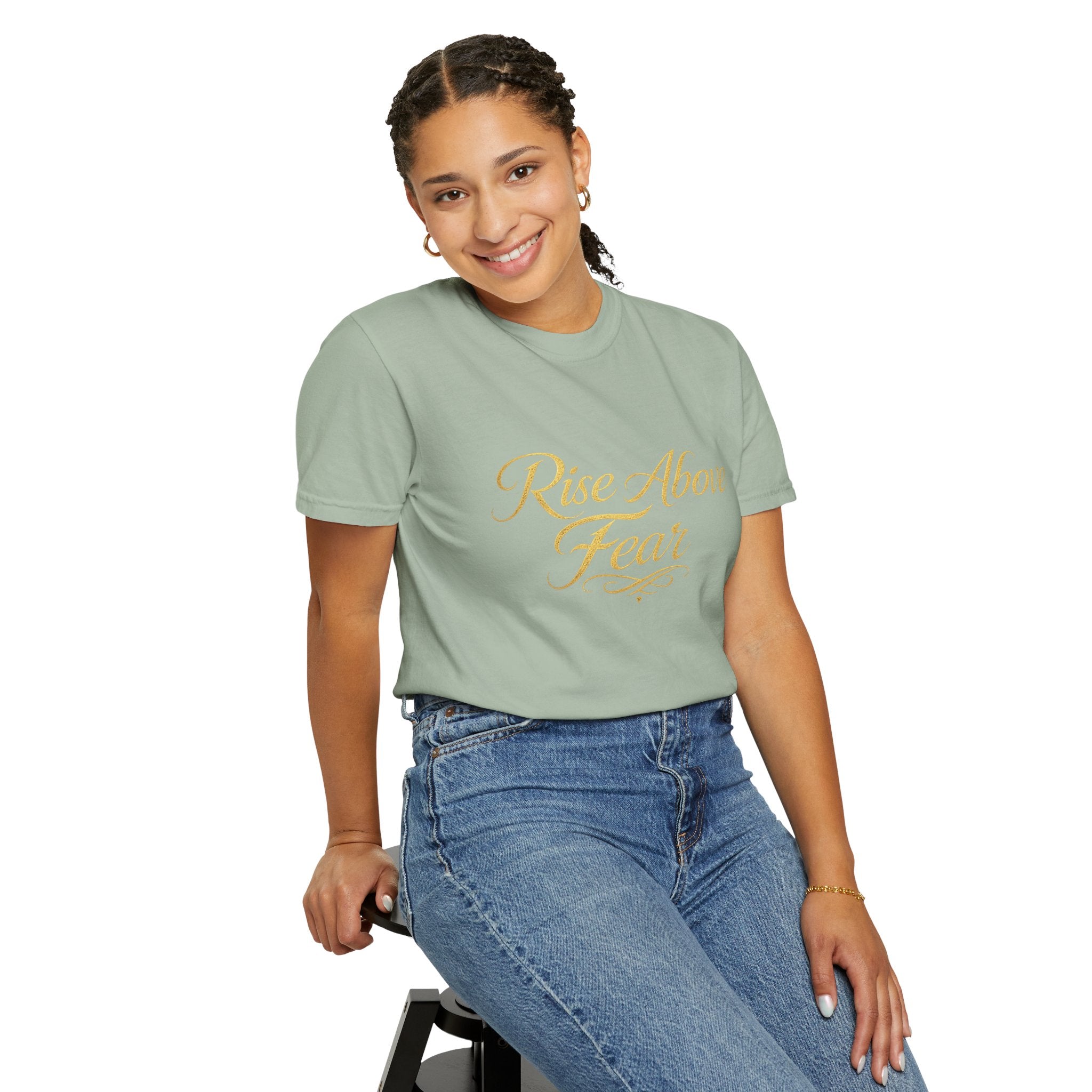 Rise Above Fear T-Shirt — Inspirational Script Graphic Tee
