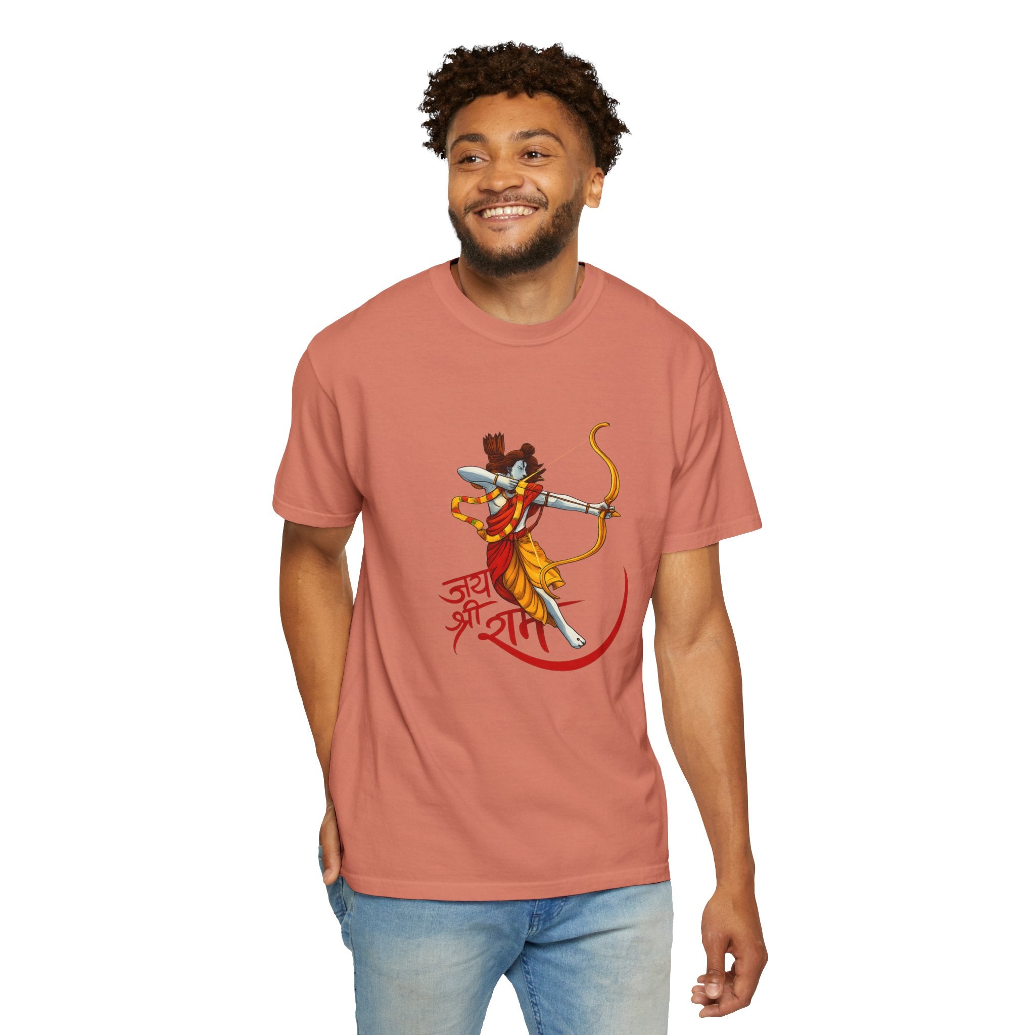 Ram Archer T-Shirt with ‘Jai Shri Ram’ Hindi Script — Hindu Festival & Devotional Tee