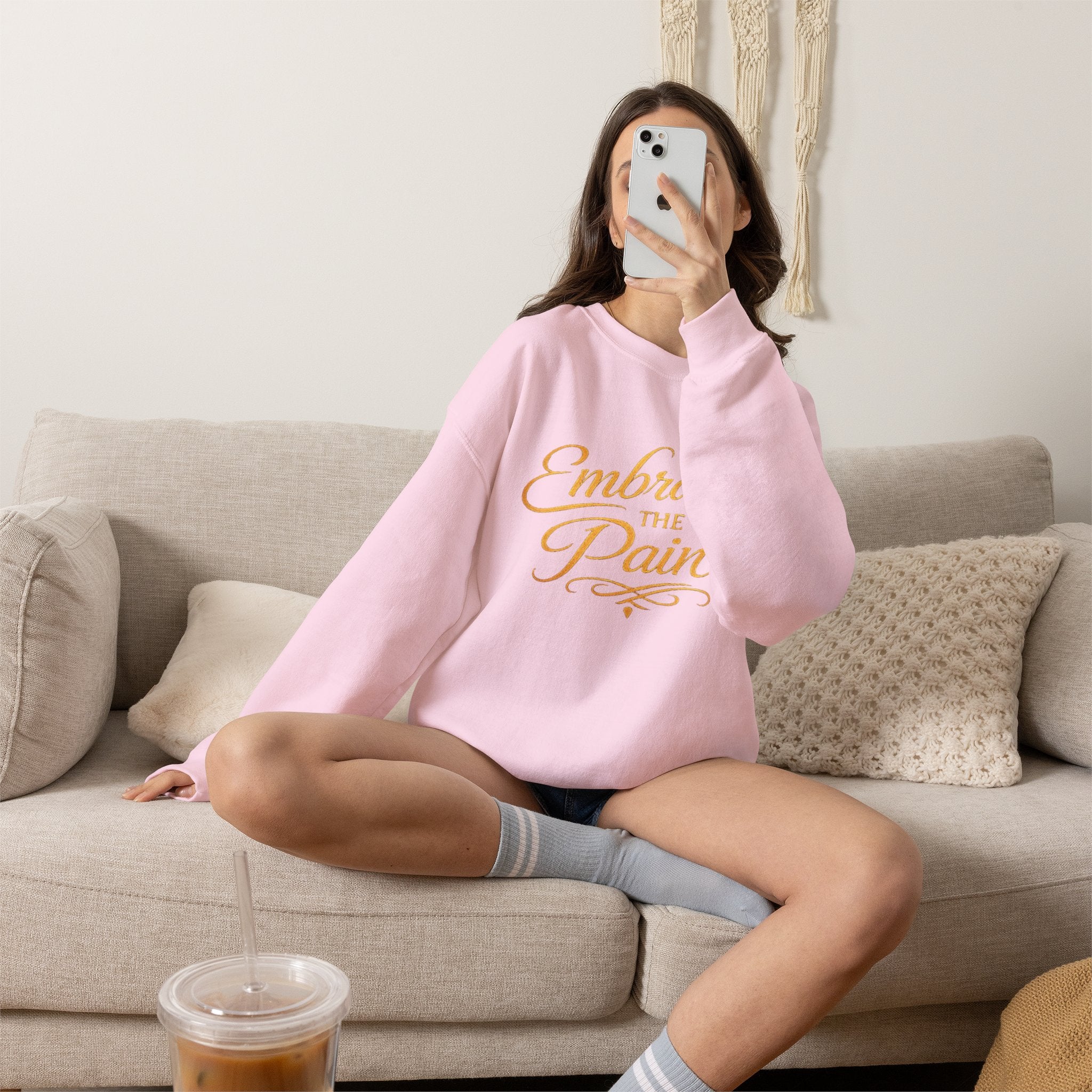 Embrace the Pain Crewneck Sweatshirt — Motivational Graphic Pullover