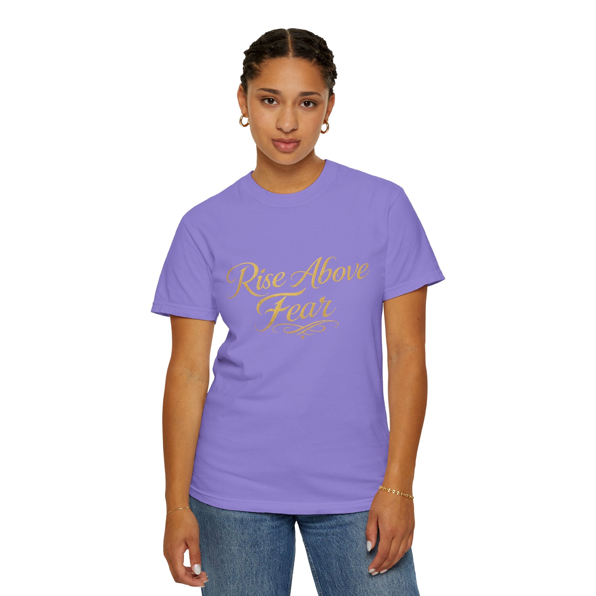 Rise Above Fear T-Shirt — Inspirational Script Graphic Tee