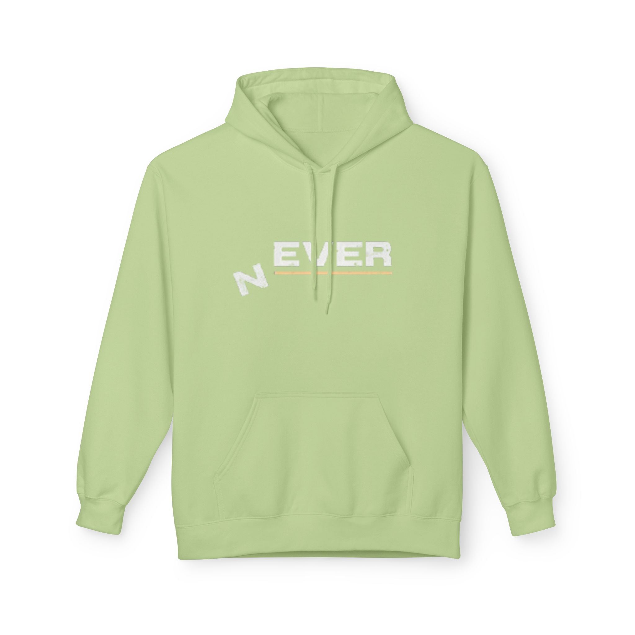 Never Typography Hoodie — Brown Casual Graphic Pullover
