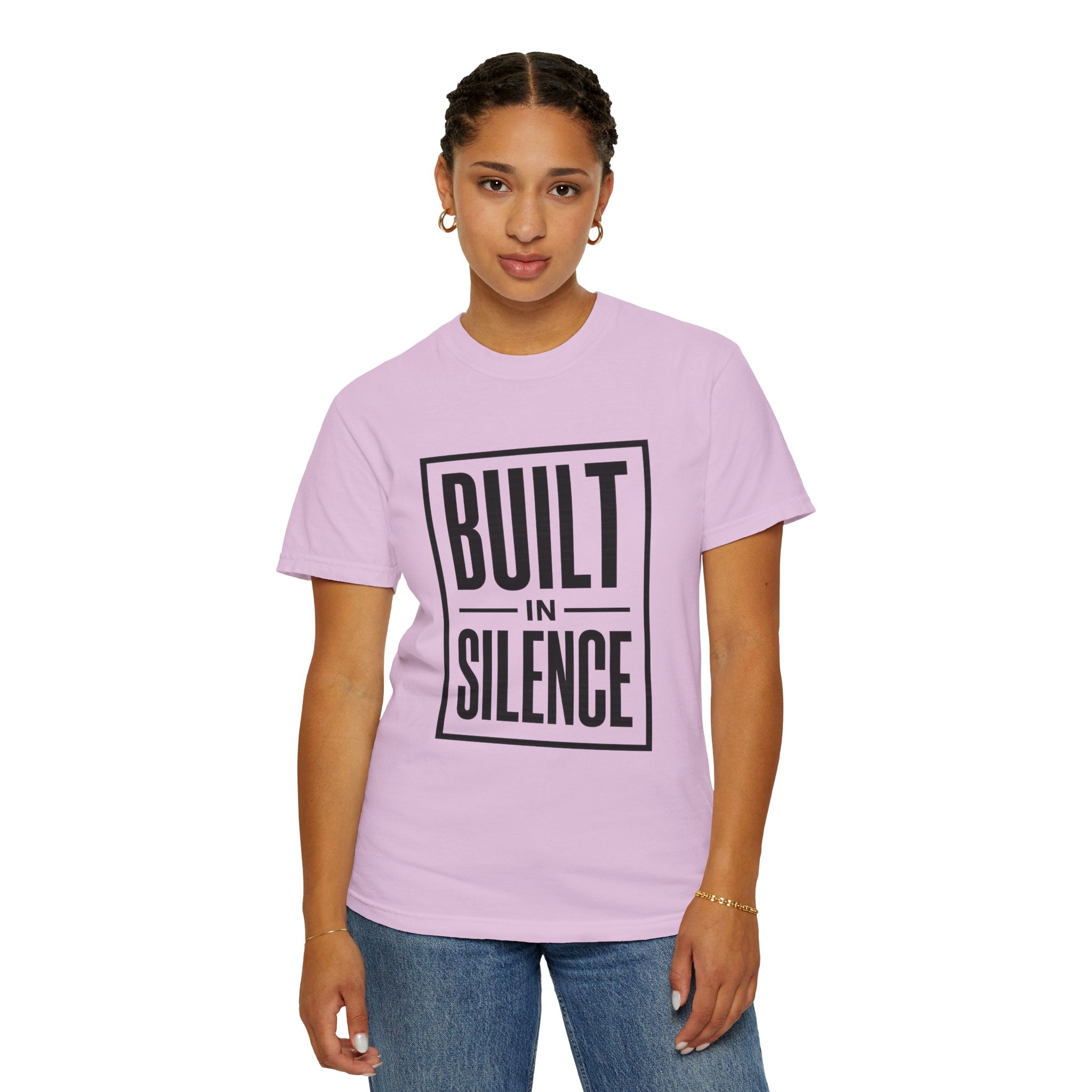 Built In Silence T-Shirt — Minimalist Bold Typography Tee