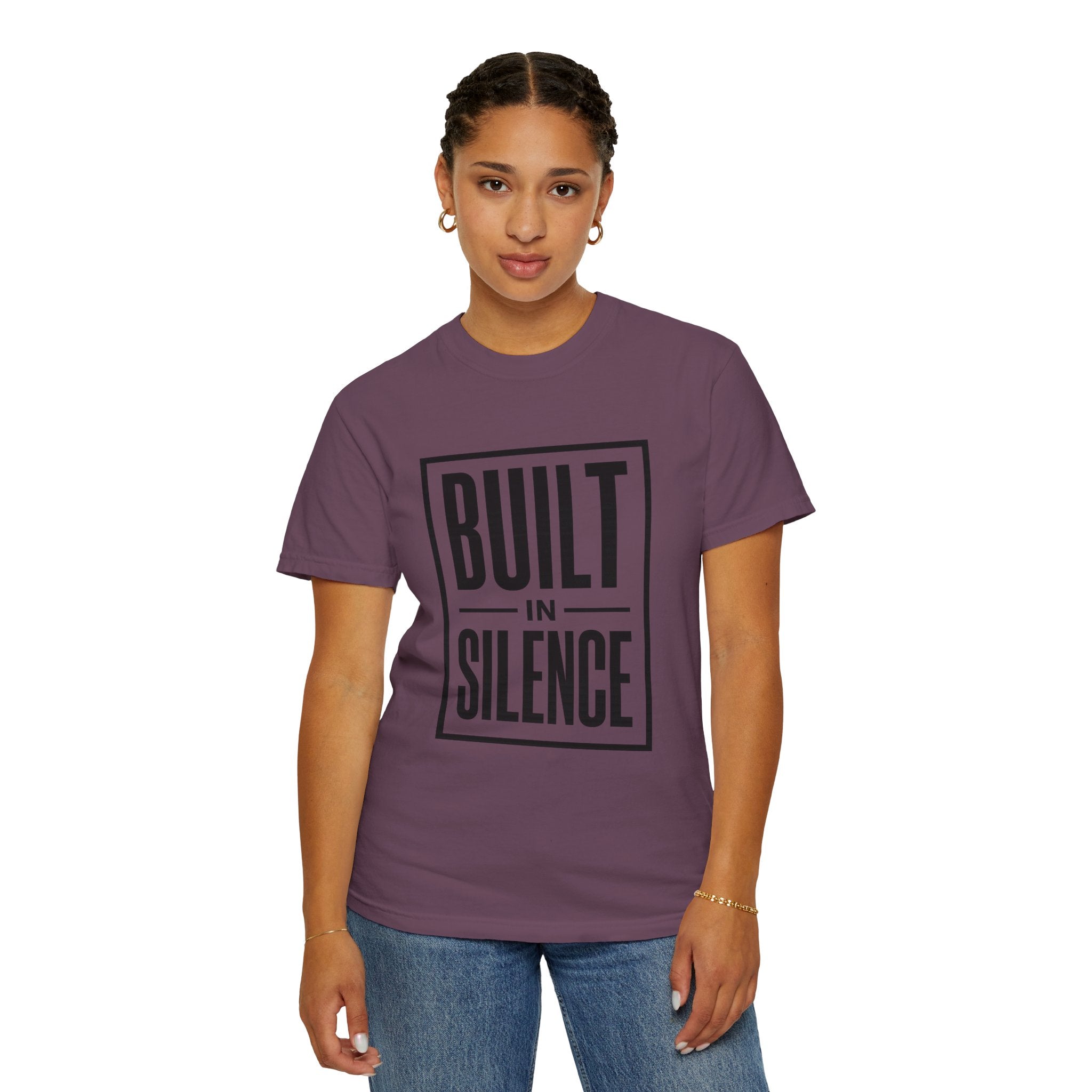 Built In Silence T-Shirt — Minimalist Bold Typography Tee