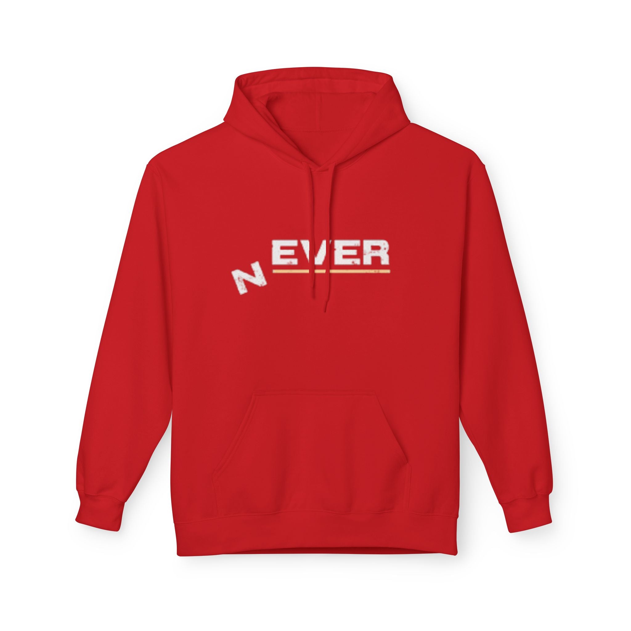 Never Typography Hoodie — Brown Casual Graphic Pullover