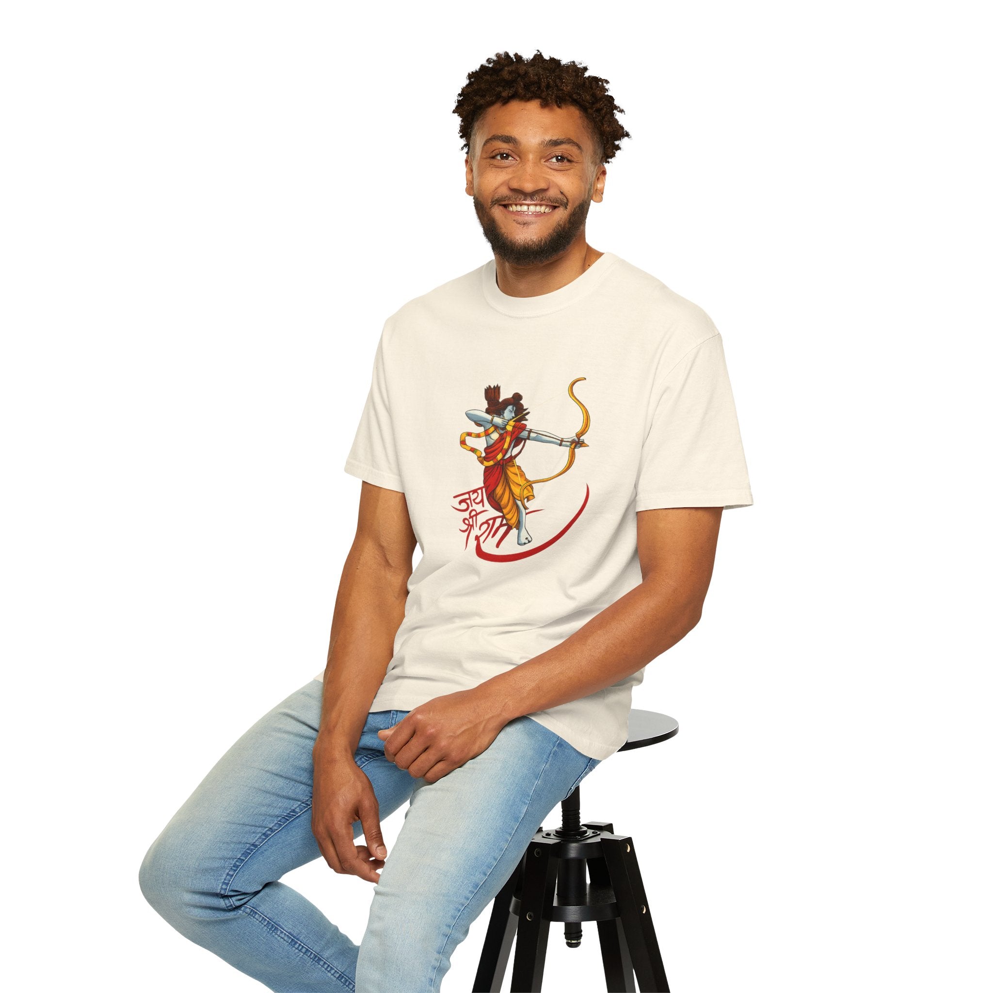 Ram Archer T-Shirt with ‘Jai Shri Ram’ Hindi Script — Hindu Festival & Devotional Tee