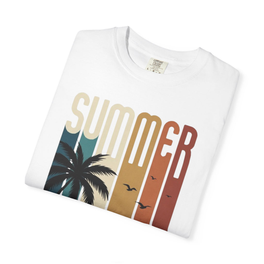 Summer Motorcycle Tee — Retro Palm Tree Beach Graphic T-Shirt
