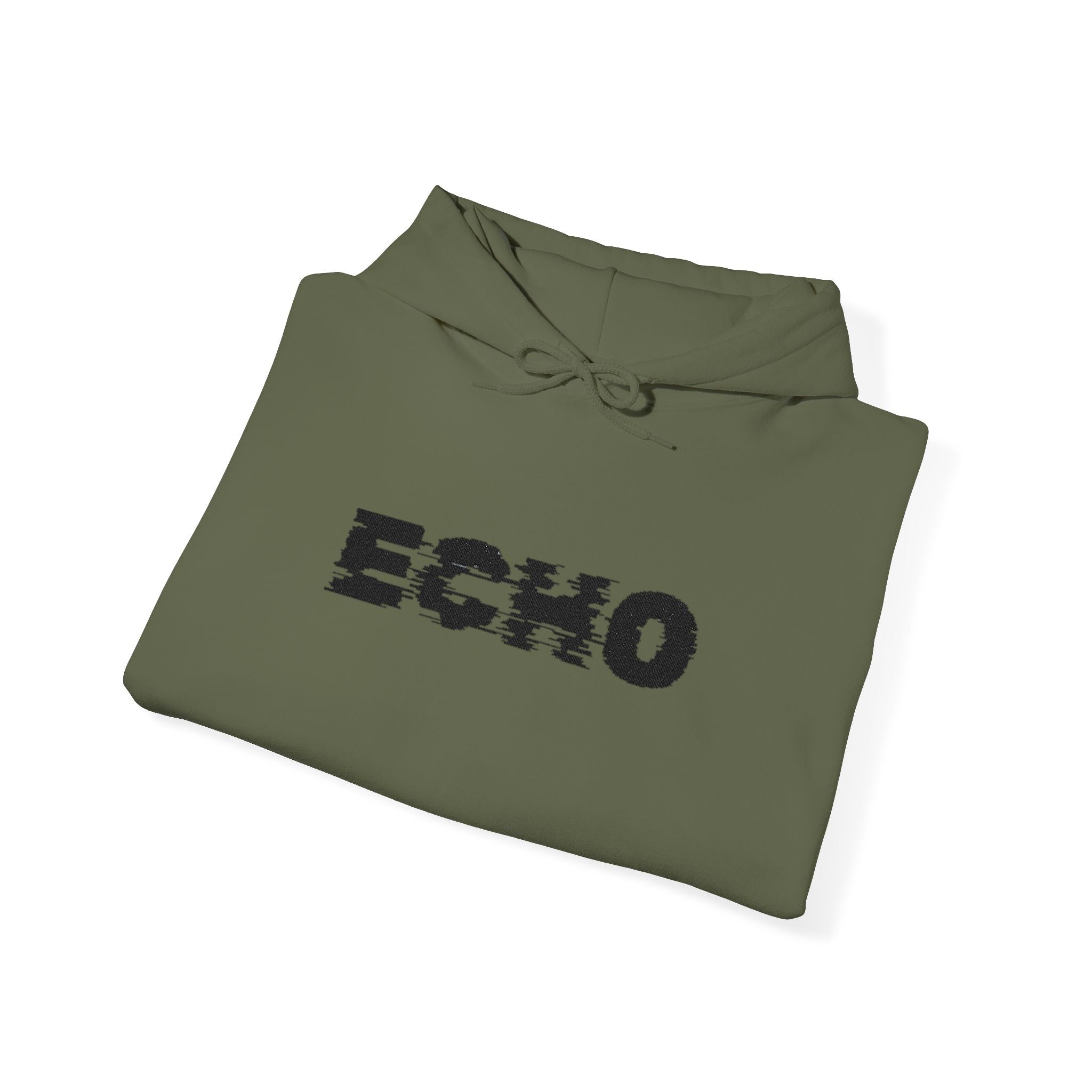Echo Distressed Logo Hoodie — Retro Grunge Streetwear Pullover