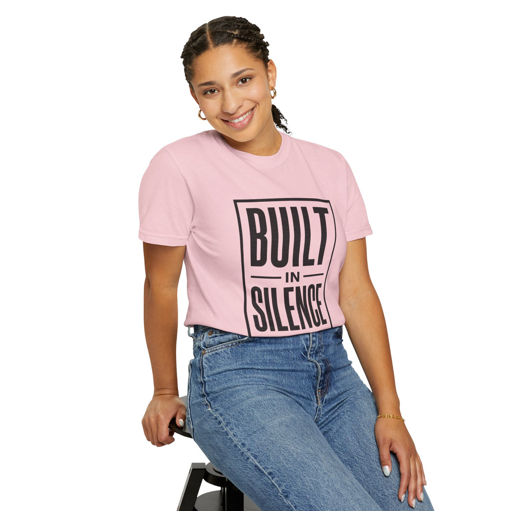 Built In Silence T-Shirt — Minimalist Bold Typography Tee