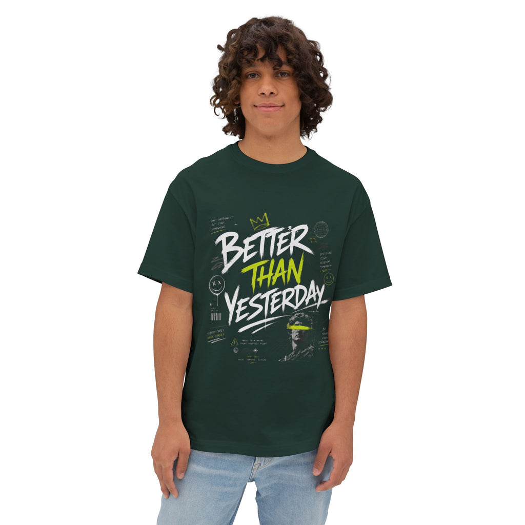 Better Than Yesterday Graphic Tee — Motivational Oversized Boxy T‑Shirt