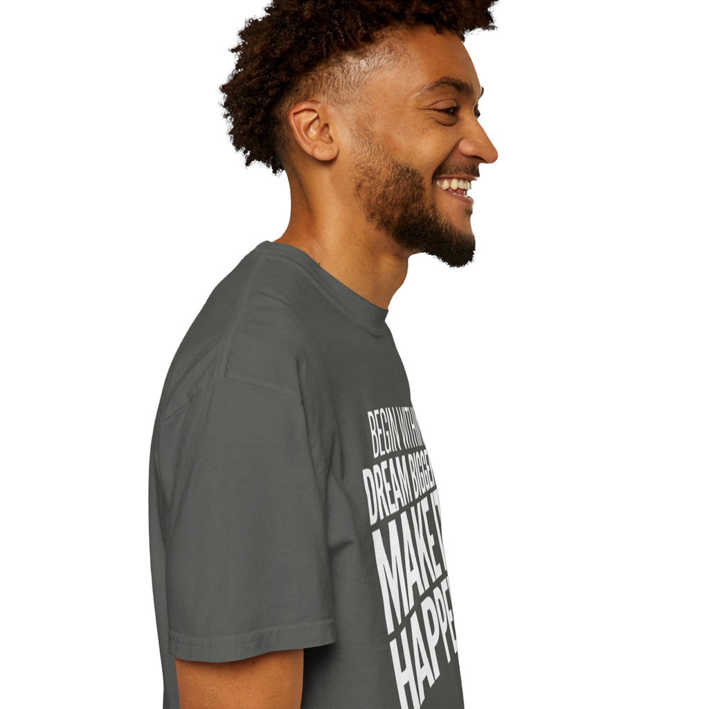 Motivational T-Shirt — “Begin Within. Dream Bigger. Make It Happen.” Inspirational Quote Tee