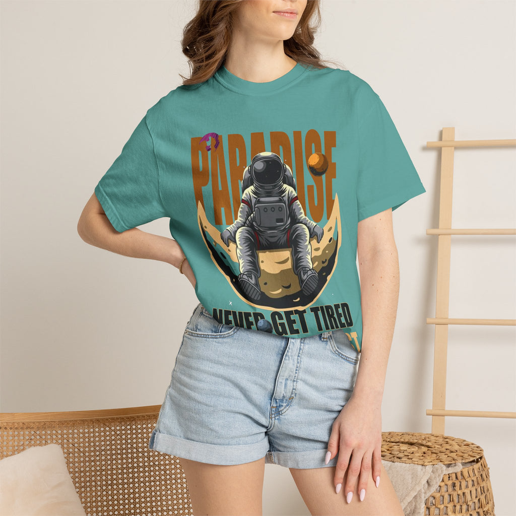 T-Shirt — 'Paradise: Never Get Tired of Getting Lost' Astronaut Graphic Tee