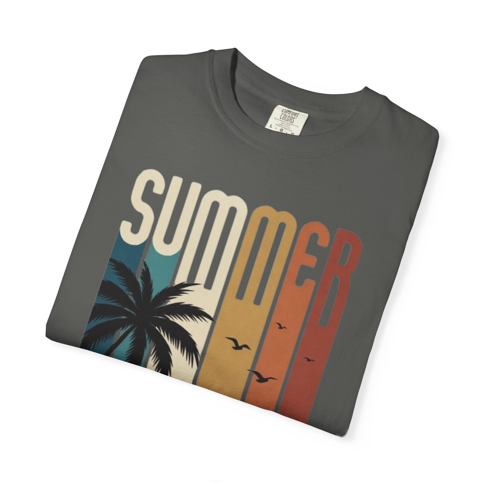 Summer Motorcycle Tee — Retro Palm Tree Beach Graphic T-Shirt