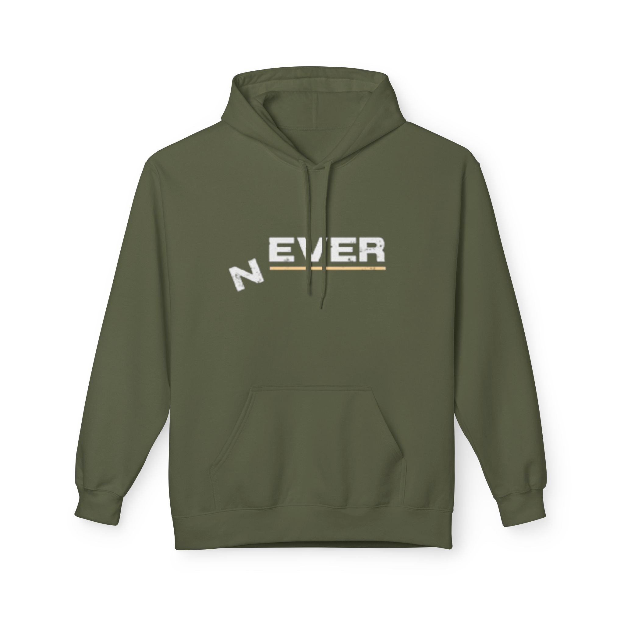 Never Typography Hoodie — Brown Casual Graphic Pullover