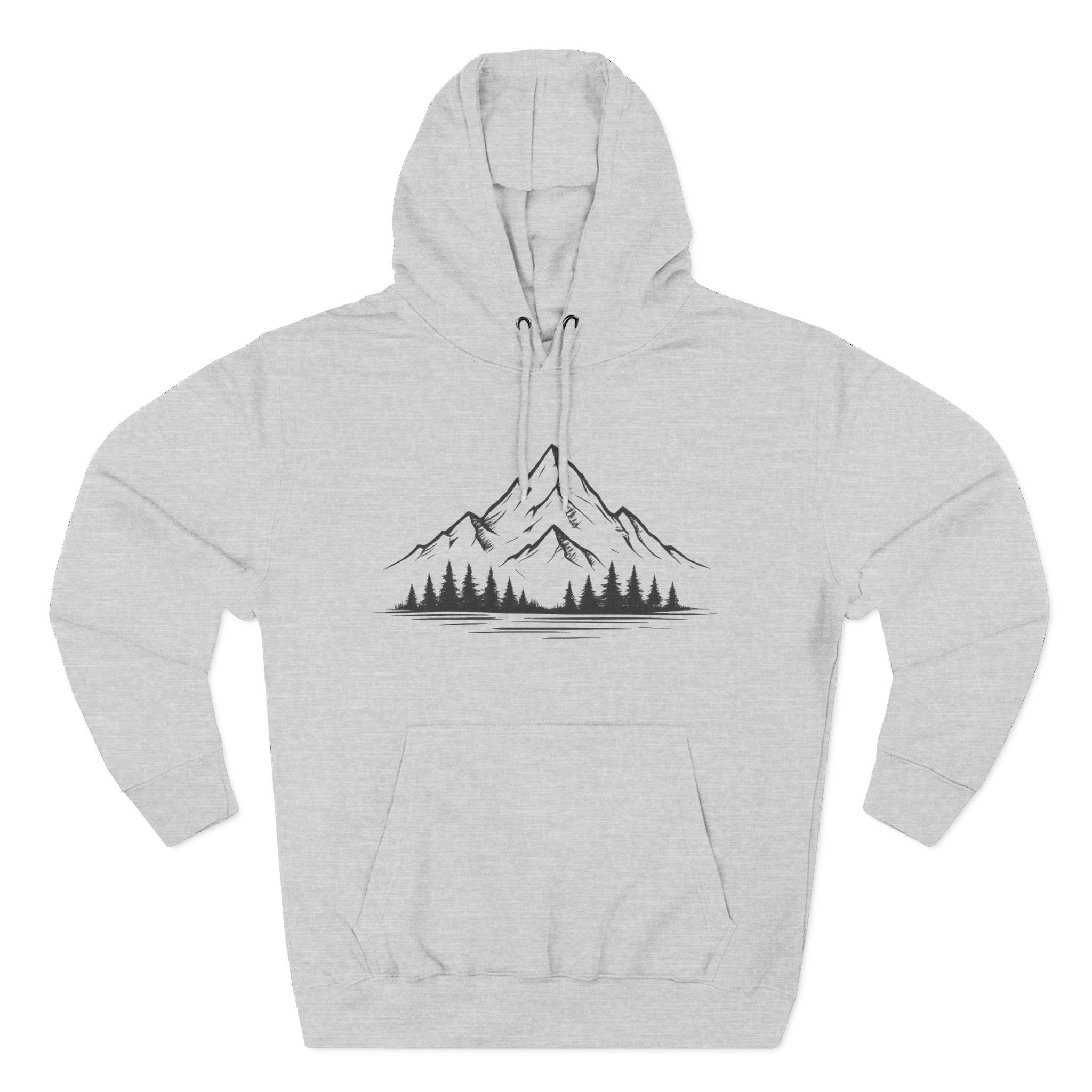 Mountain Pines Hoodie — Minimal Mountain & Forest Graphic Pullover