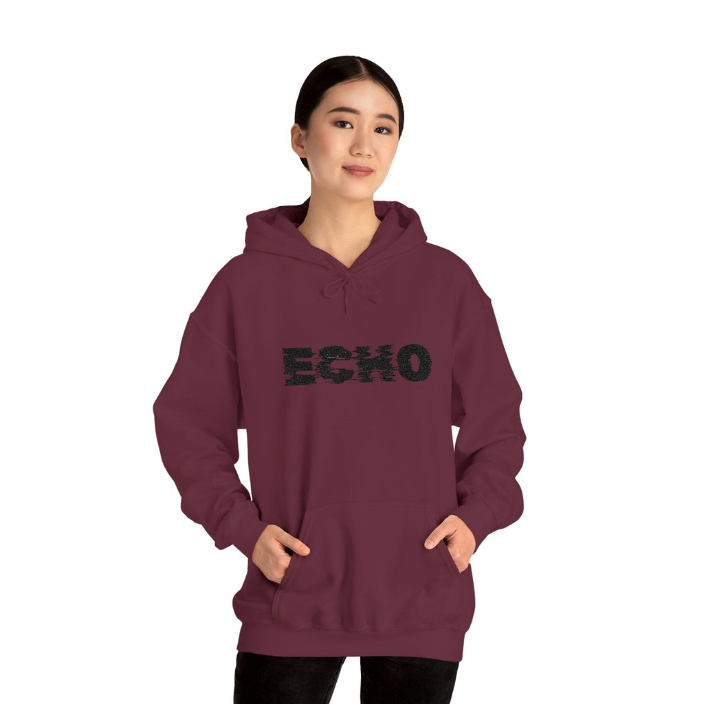 Echo Distressed Logo Hoodie — Retro Grunge Streetwear Pullover