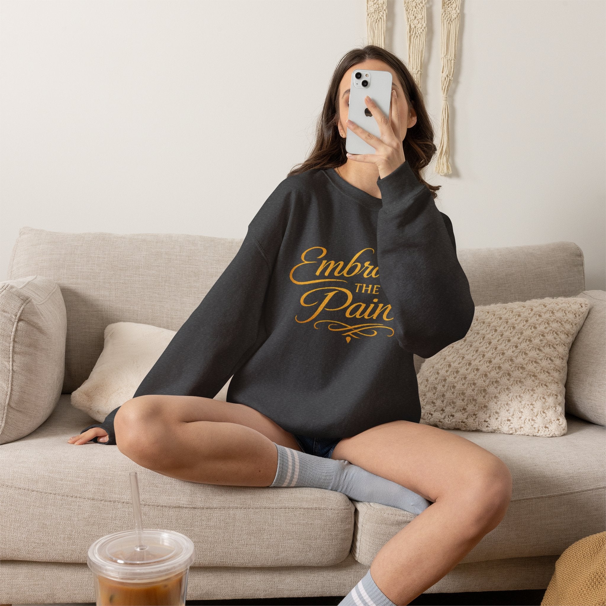 Embrace the Pain Crewneck Sweatshirt — Motivational Graphic Pullover