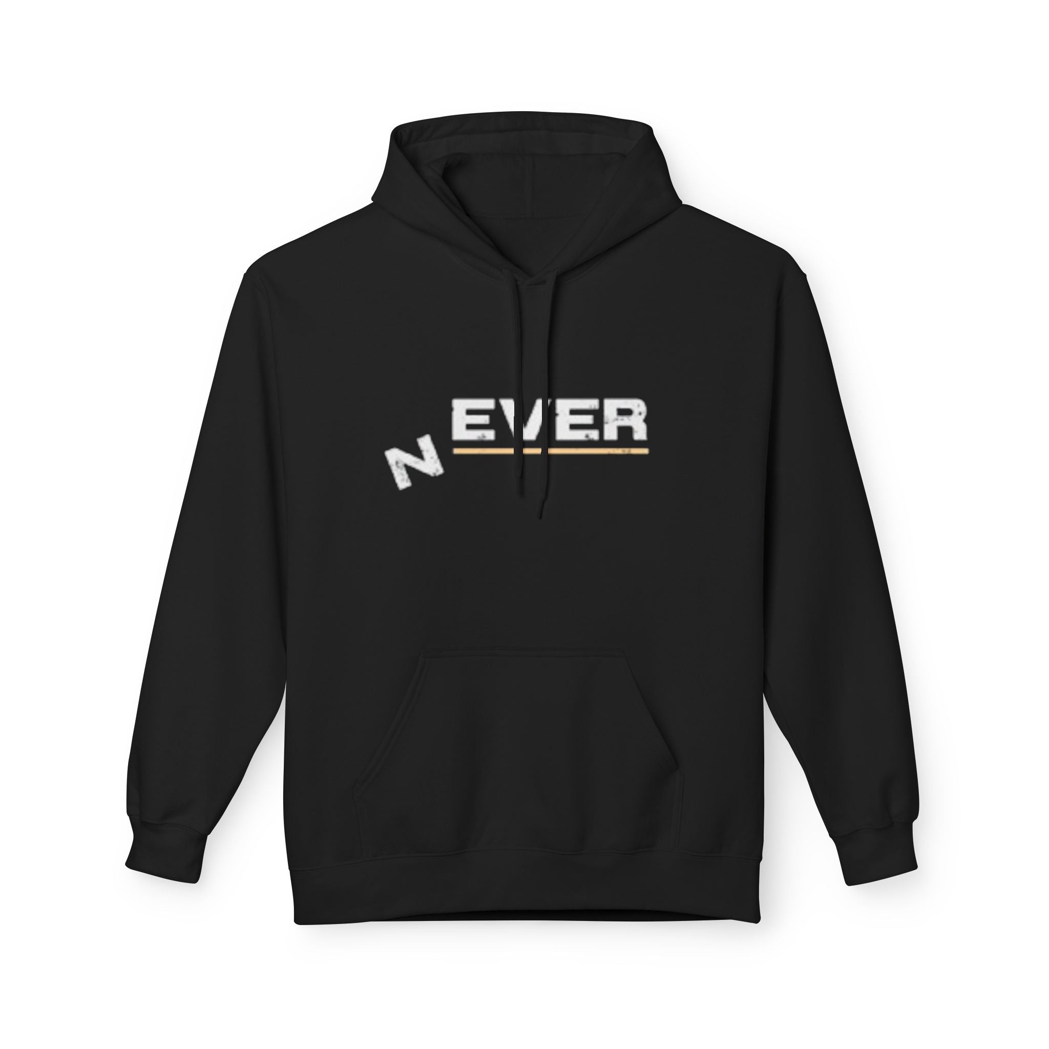 Never Typography Hoodie — Brown Casual Graphic Pullover