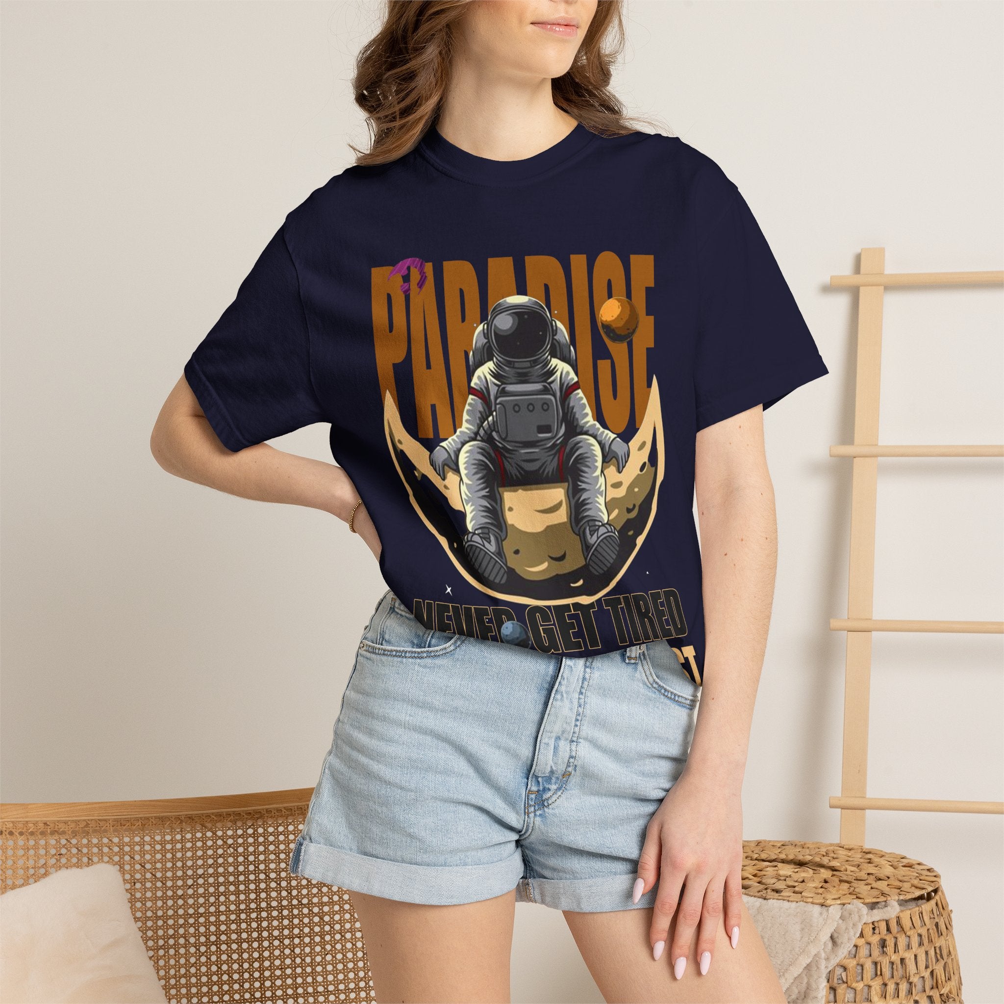 T-Shirt — 'Paradise: Never Get Tired of Getting Lost' Astronaut Graphic Tee