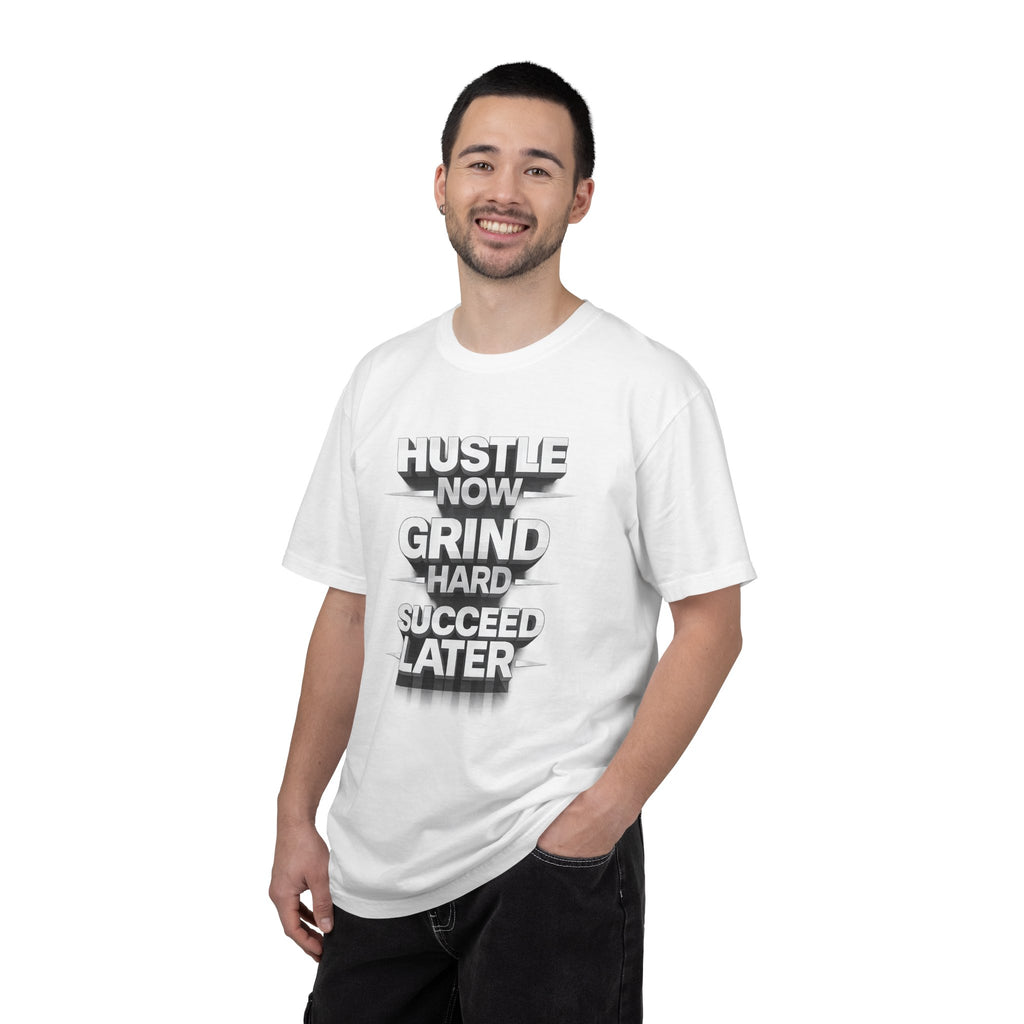 Motivational Hustle T‑Shirt — “Hustle Now, Grind Hard, Succeed Later”