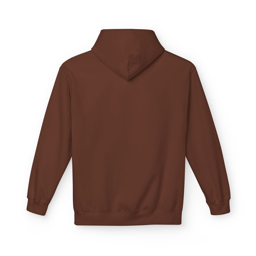 Never Typography Hoodie — Brown Casual Graphic Pullover