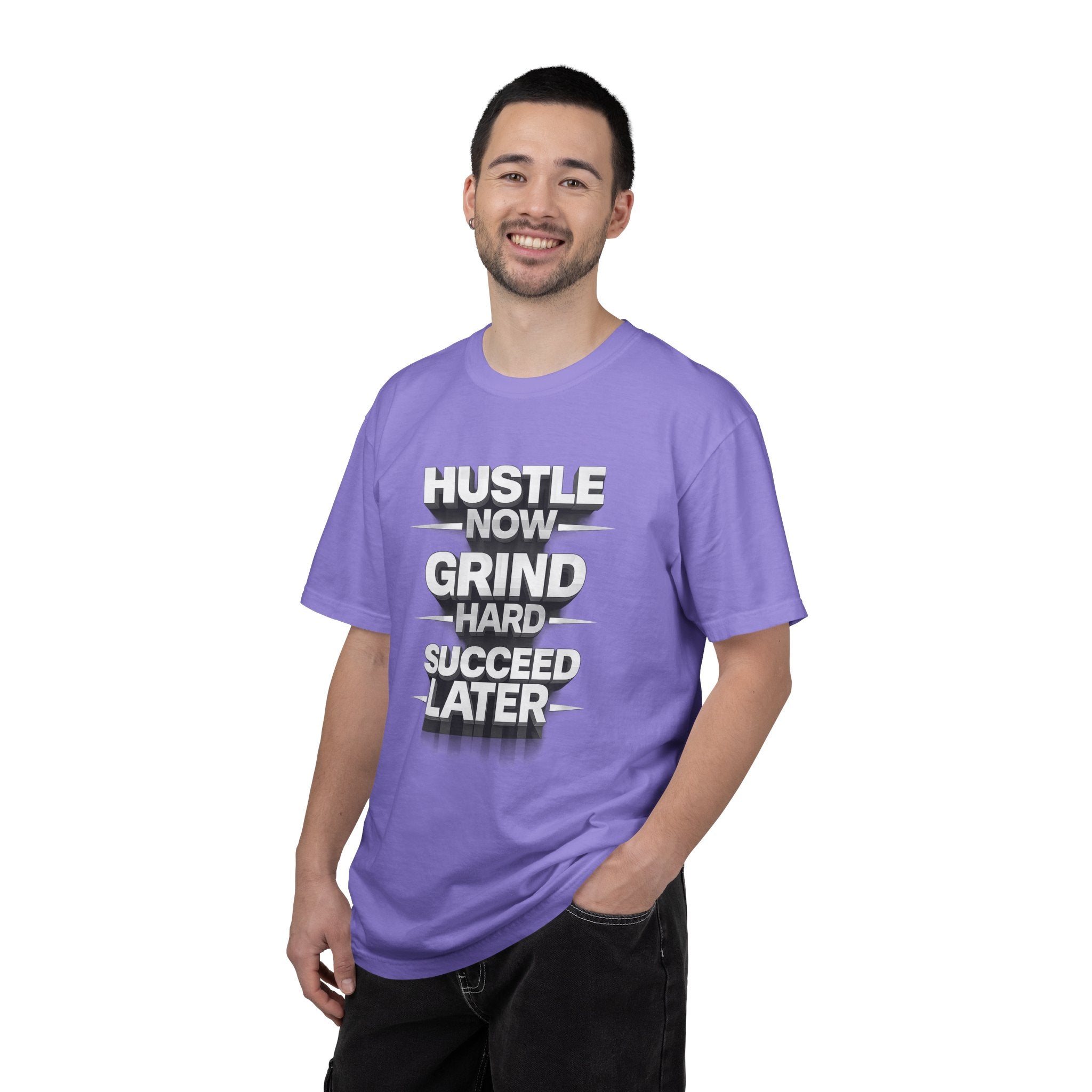 Motivational Hustle T‑Shirt — “Hustle Now, Grind Hard, Succeed Later”