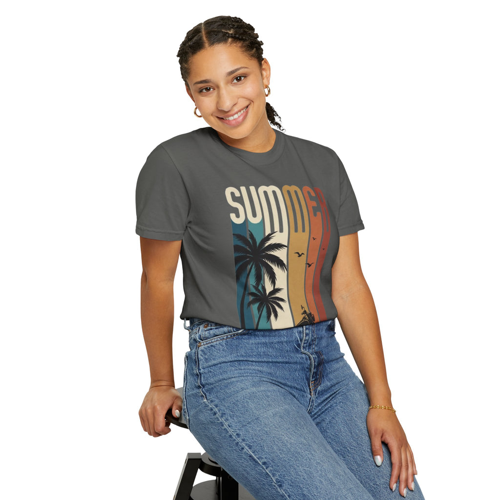 Summer Motorcycle Tee — Retro Palm Tree Beach Graphic T-Shirt