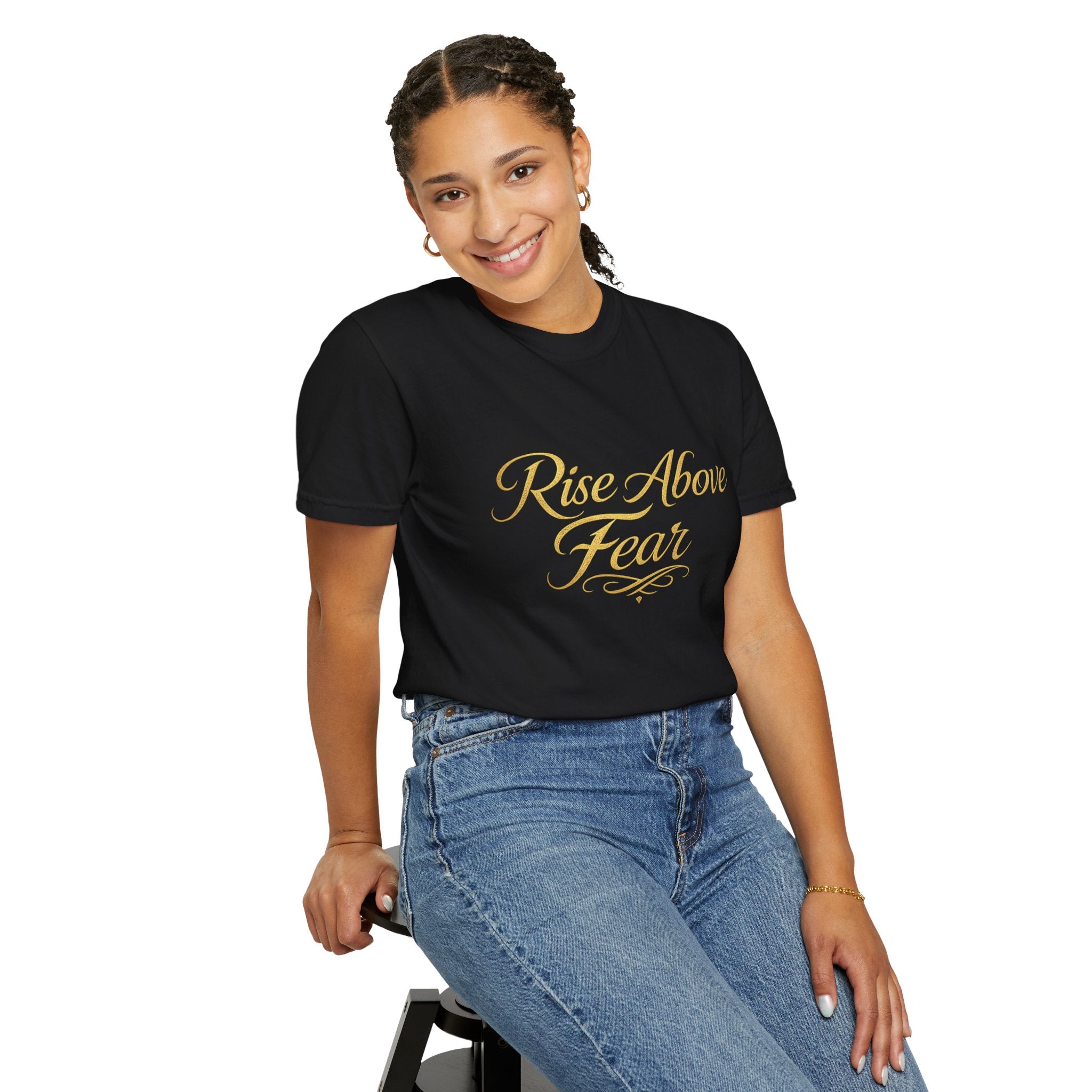 Rise Above Fear T-Shirt — Inspirational Script Graphic Tee