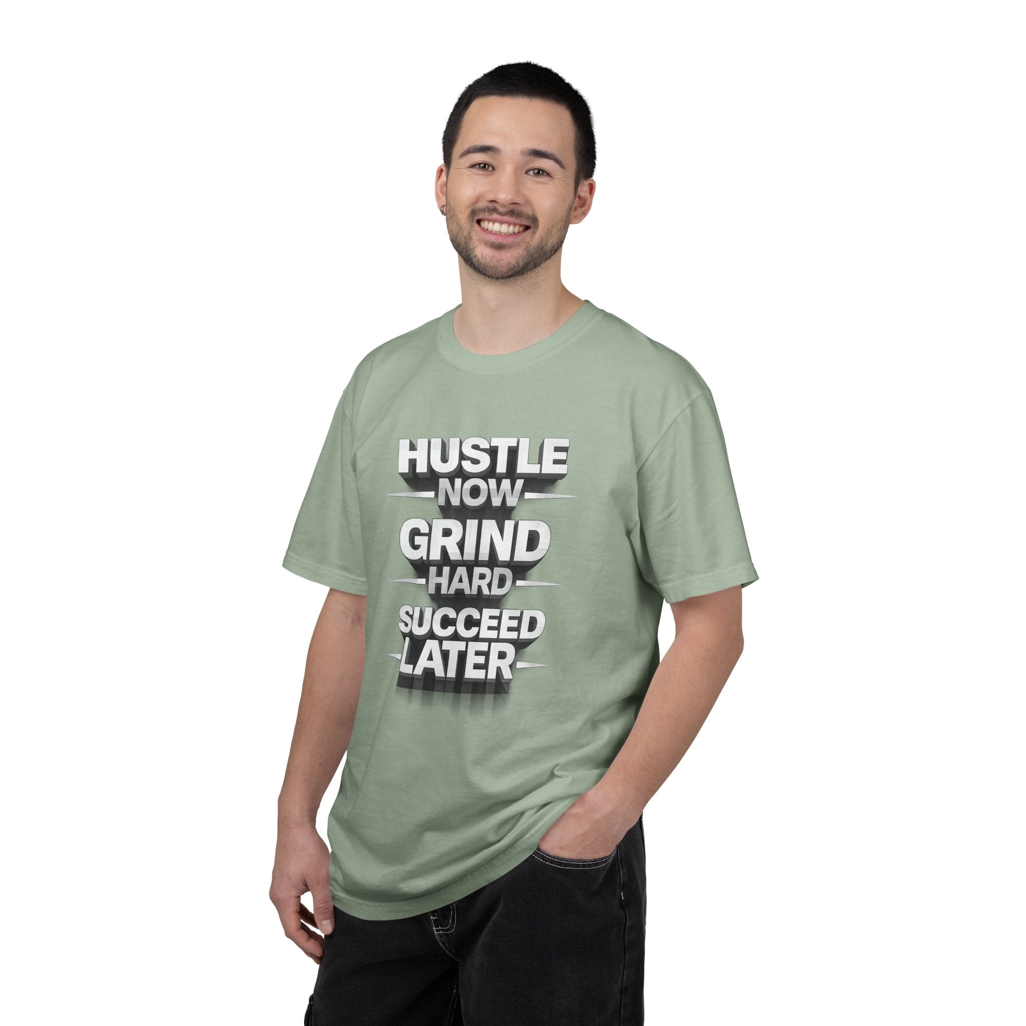 Motivational Hustle T‑Shirt — “Hustle Now, Grind Hard, Succeed Later”